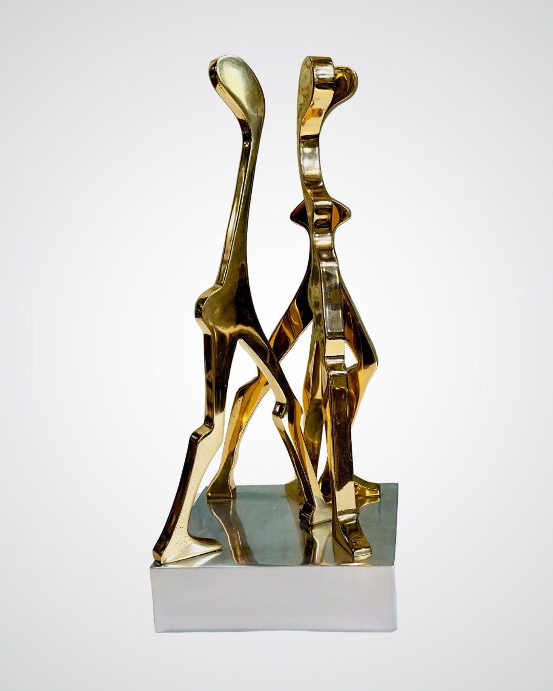 Brass and Polished Aluminum Figurative Sculpture attributed Jean Arp, 1970 For Sale 6