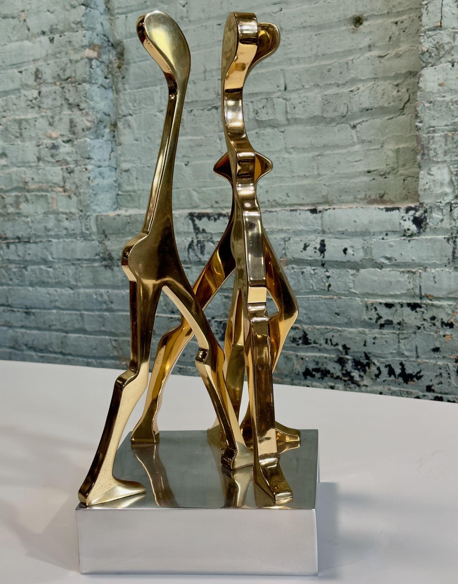 Large Brass and Polished Aluminum Figurative Sculpture attributed to Jean Arp, 1970's
Polished aluminum base with clear lacquer. Brass has some patina.