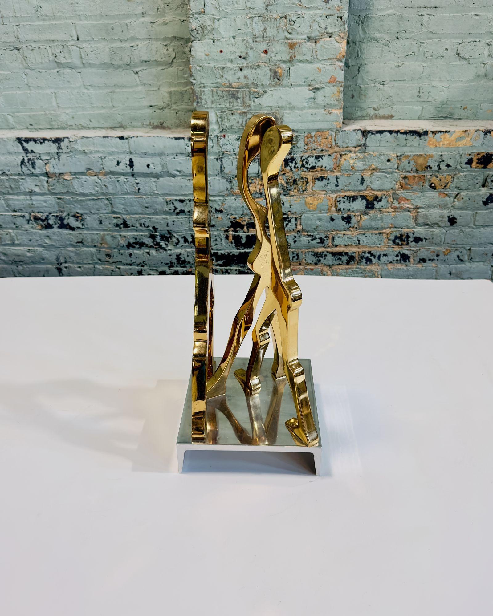 American Brass and Polished Aluminum Figurative Sculpture attributed Jean Arp, 1970 For Sale