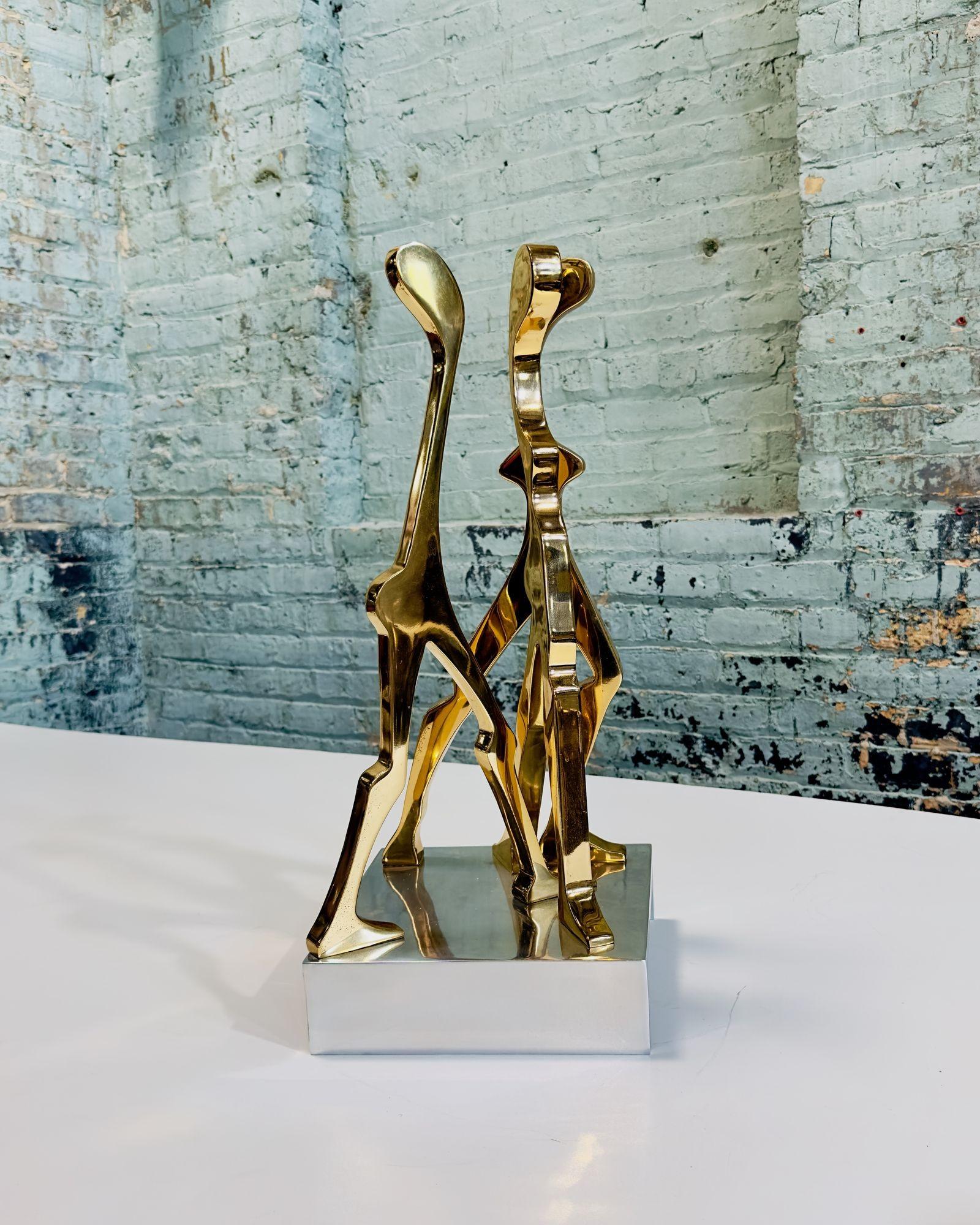 Brass and Polished Aluminum Figurative Sculpture attributed Jean Arp, 1970 In Good Condition For Sale In Chicago, IL