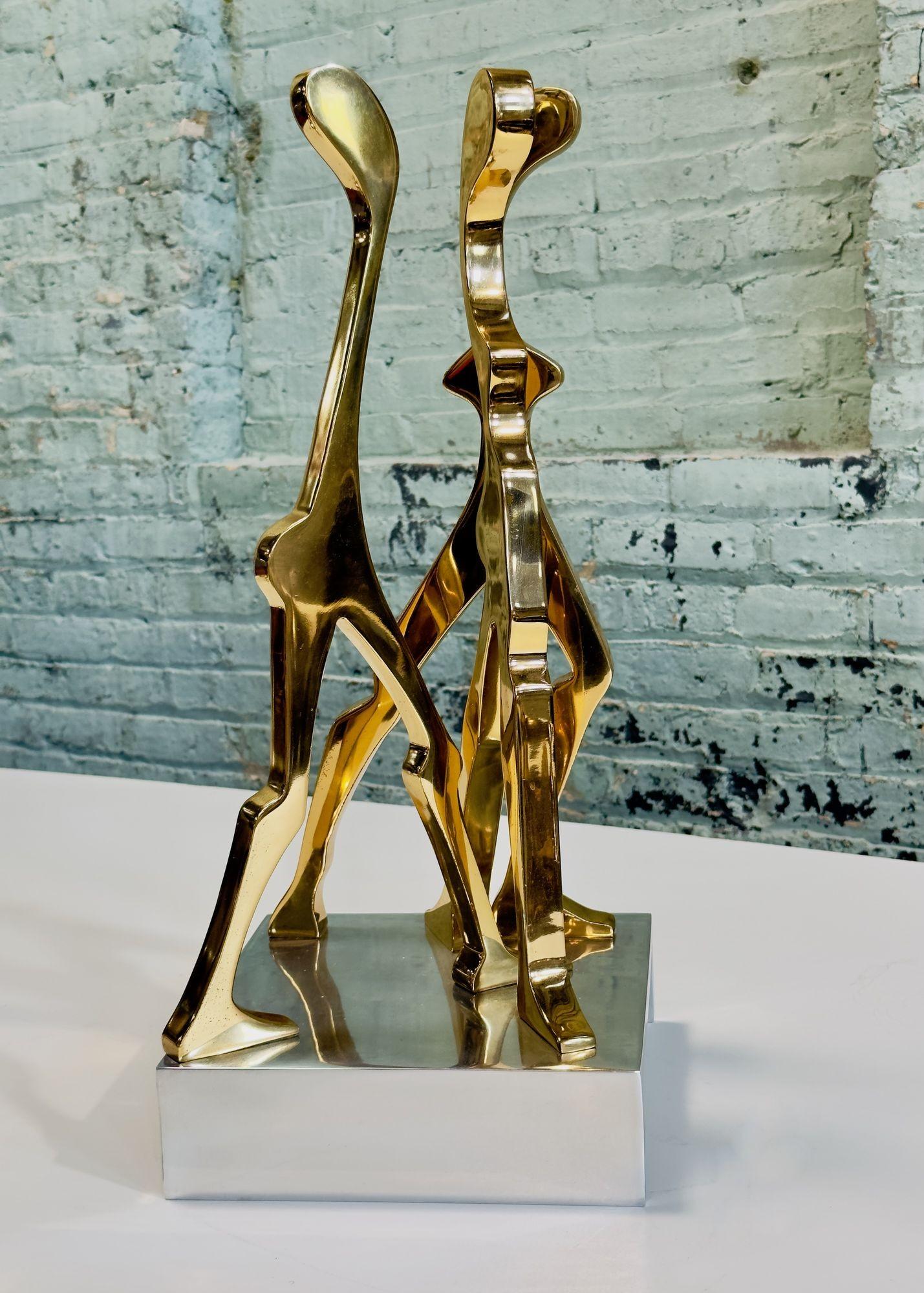 Brass and Polished Aluminum Figurative Sculpture attributed Jean Arp, 1970 For Sale 1