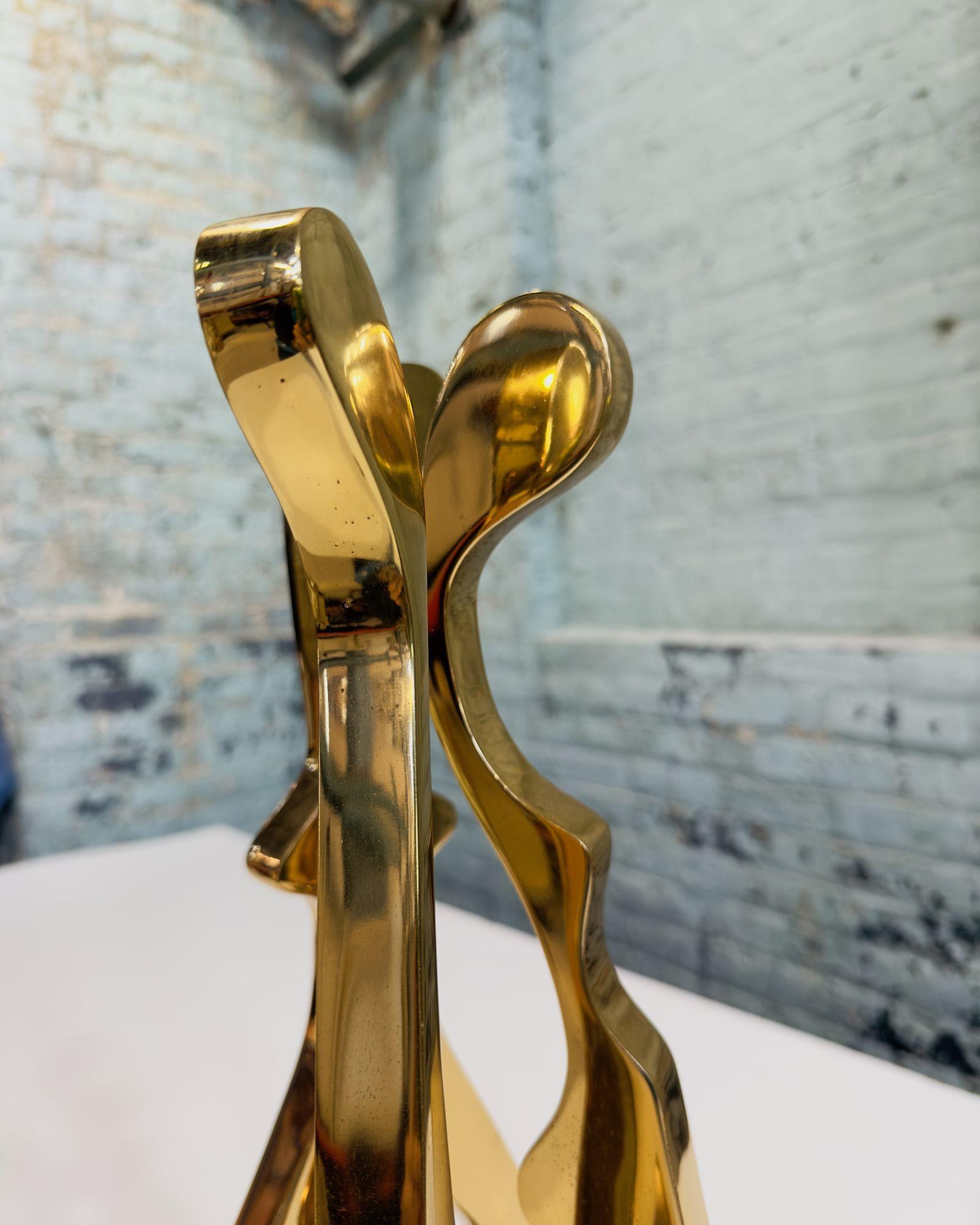 Brass and Polished Aluminum Figurative Sculpture attributed Jean Arp, 1970 For Sale 2