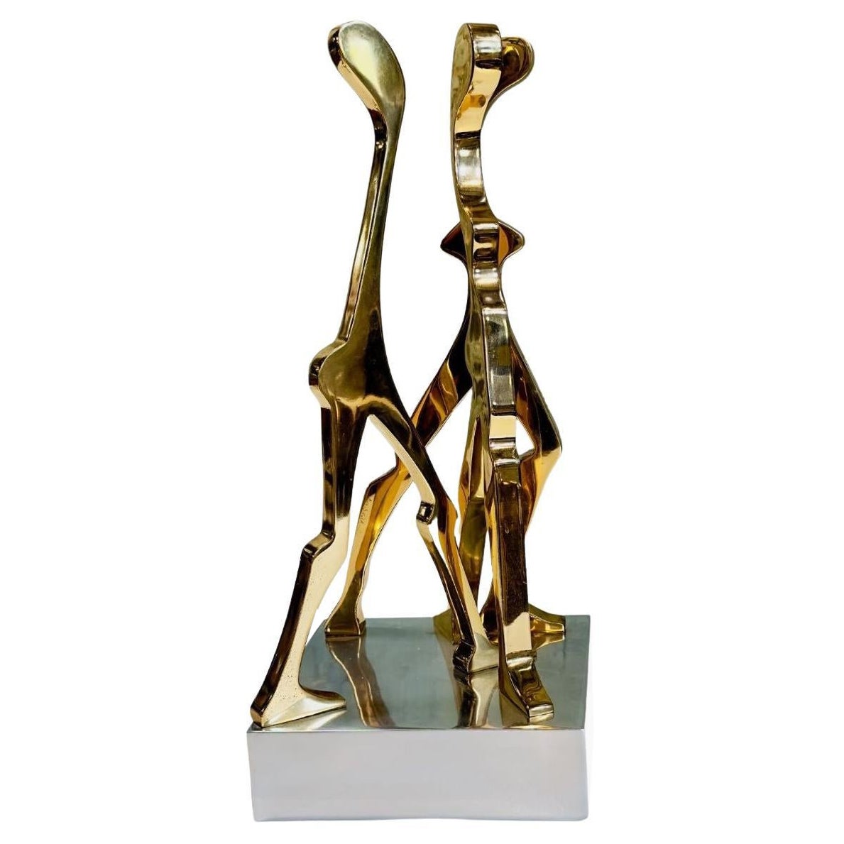 Brass and Polished Aluminum Figurative Sculpture attributed Jean Arp, 1970