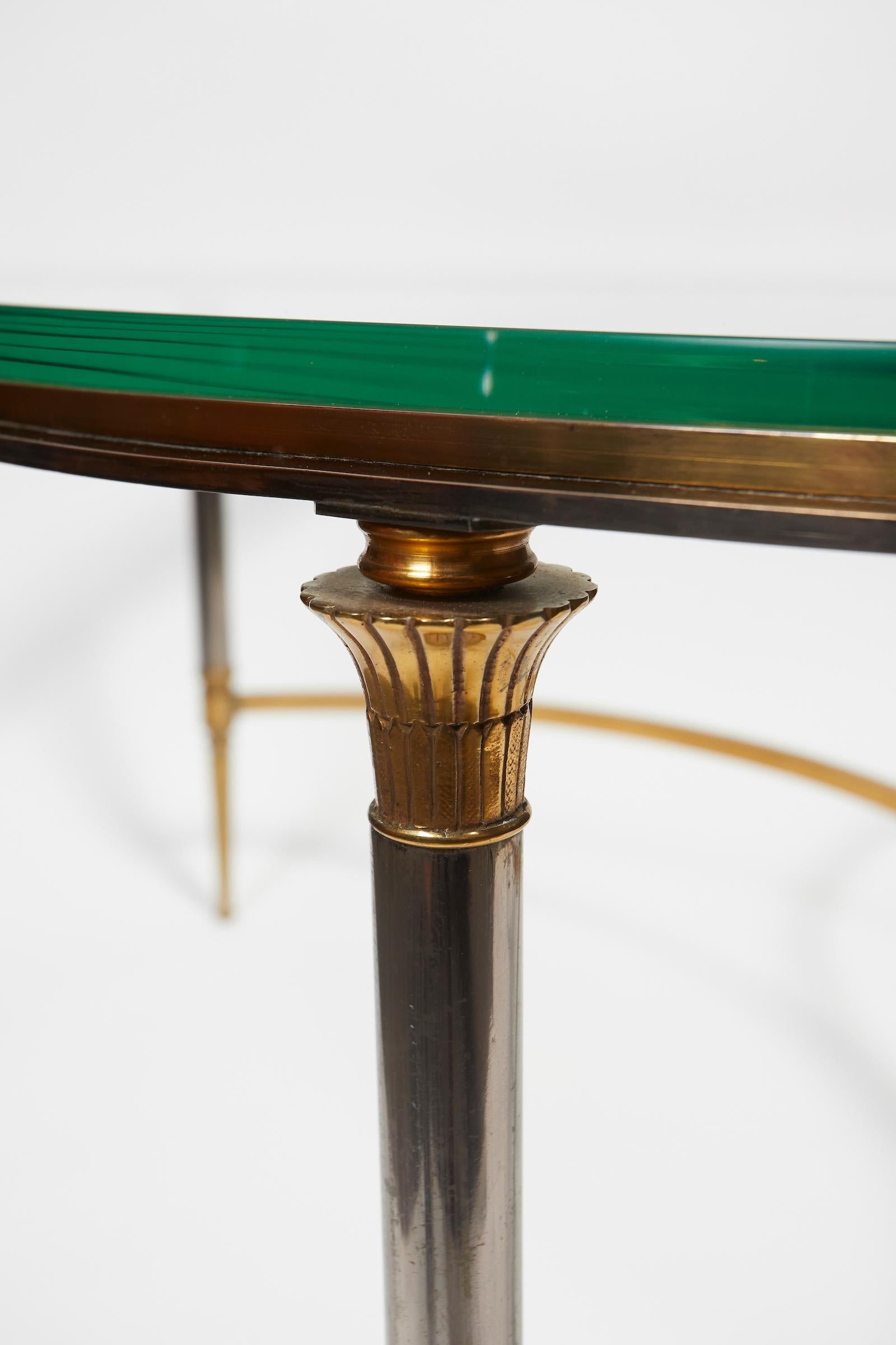 Brass and Polished Steal Coffee Table by Maison Jansen 1