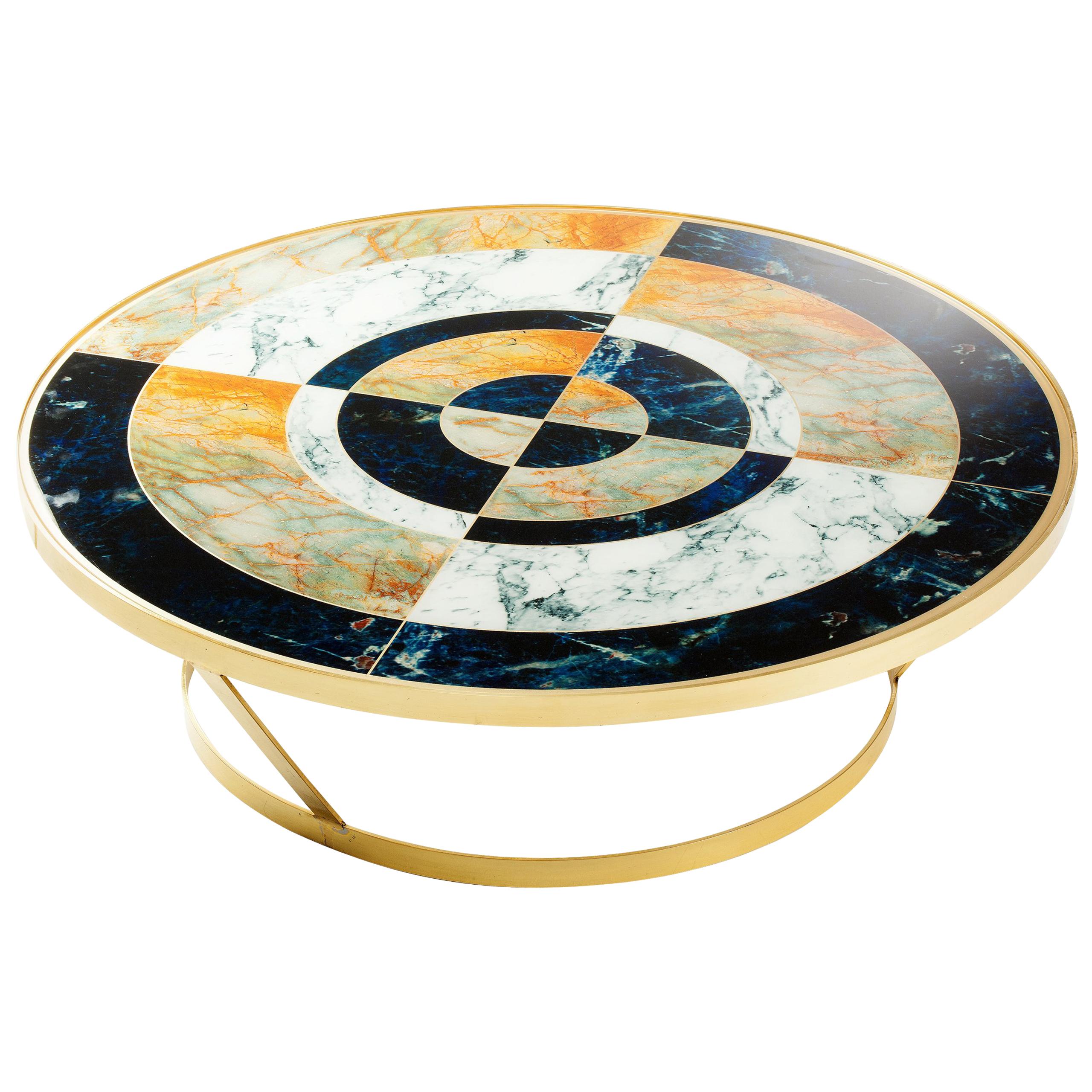 Latón y cristal impreso Stone design hecho a mano en Portugal Centre Table York Art Decó en venta