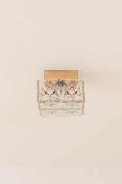 Brass and Prismatic Glass Ceiling Lamp, Brazilian Company Lustres Pelotas, 1950s