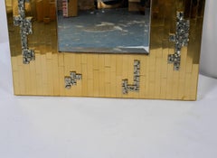 Specchio brutalista in ottone e pirite di Georges Mathias