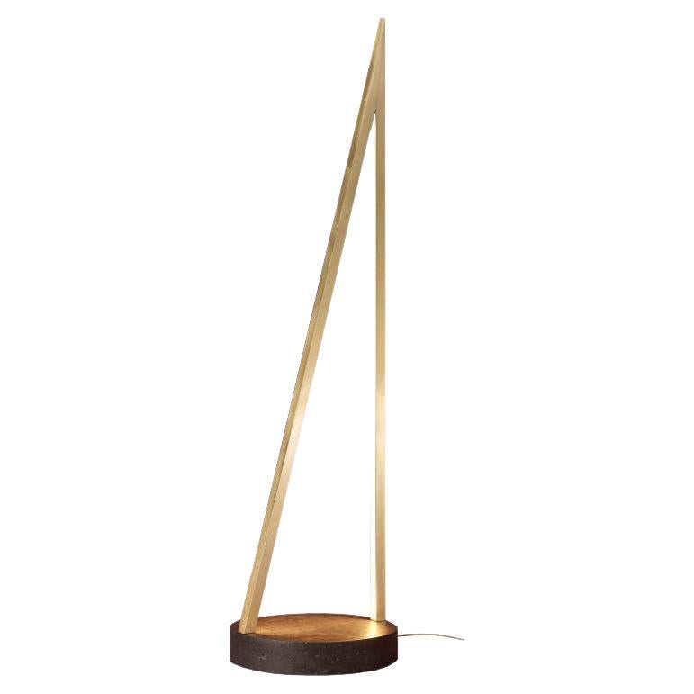 Brass and Quartz Crystal Floor Light - Archimedes by Christopher Boots For Sale