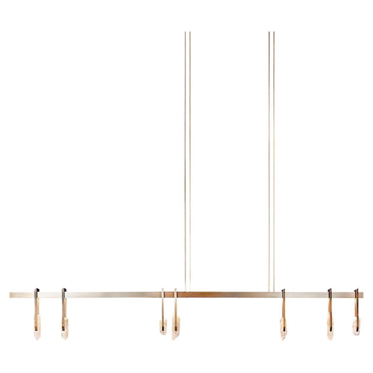 Brass and Quartz Crystal Pendant Light, Abacus 1800 by Christopher Boots