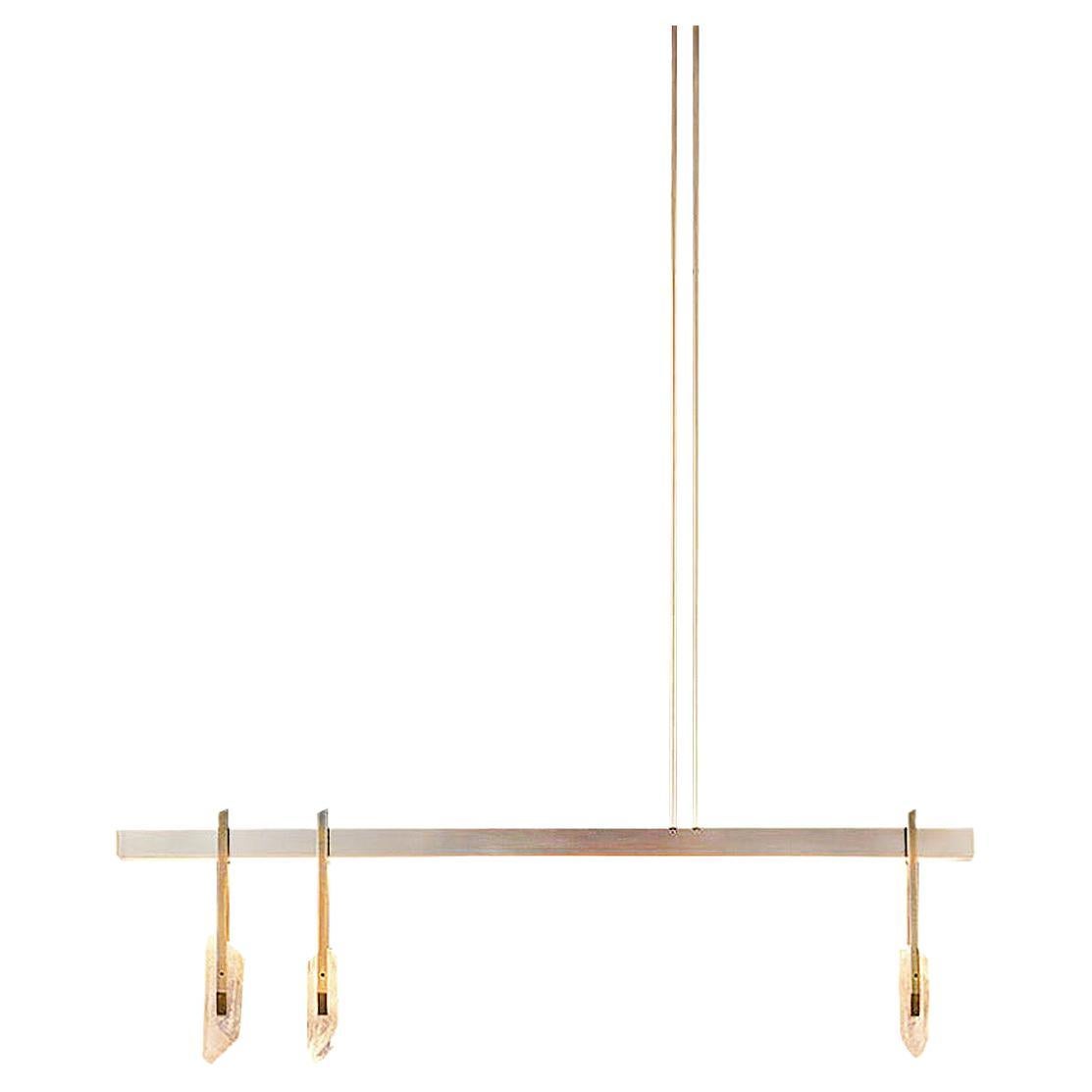 Brass and Quartz Crystal Pendant Light, Abacus 900 by Christopher Boots For Sale