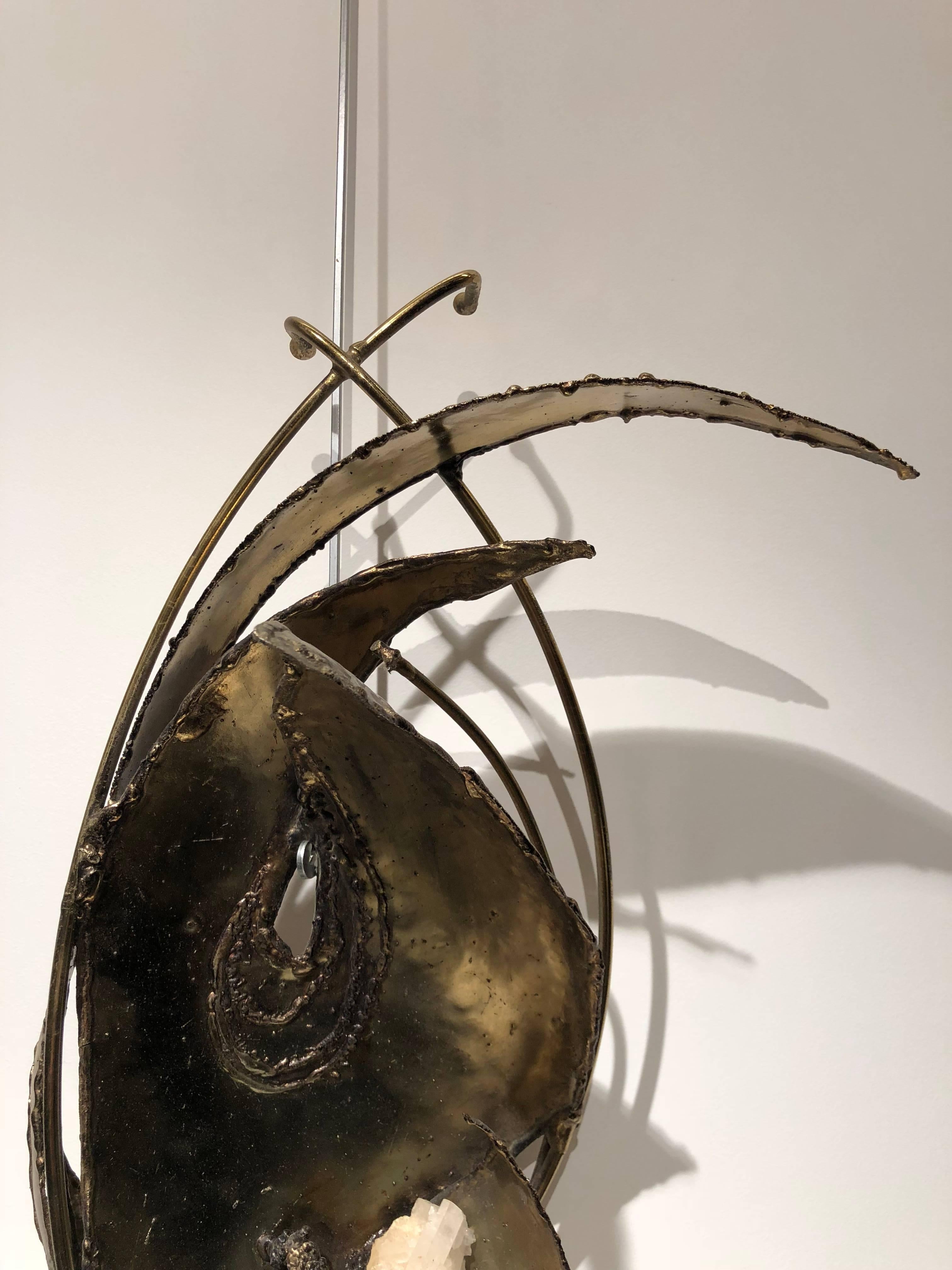 Belgian Brass and Quartz Sculpture by Marc D'Haenens