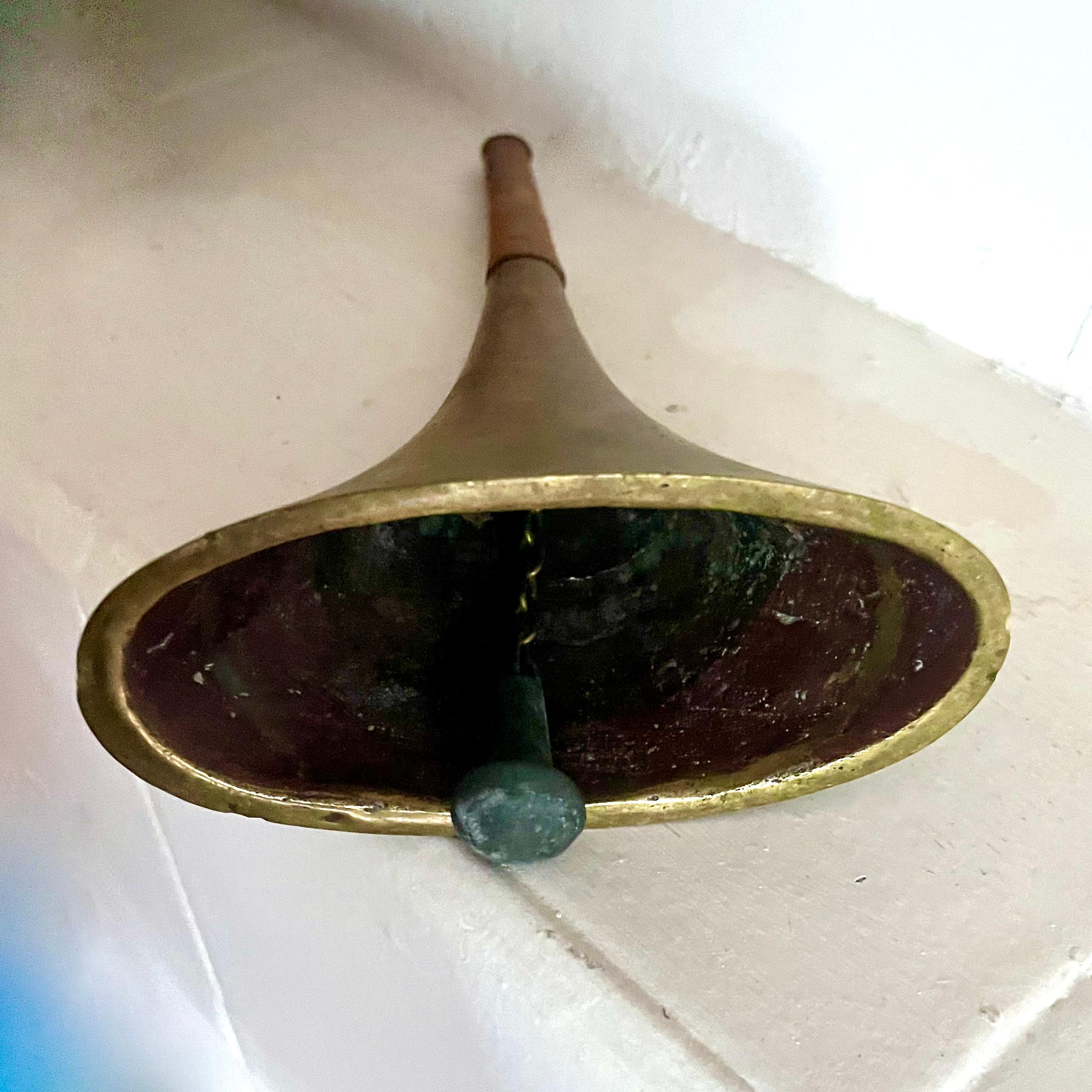 Brass and Rattan Bell, attributed to Carl Aubock, Mid-Century, Austria For Sale 1