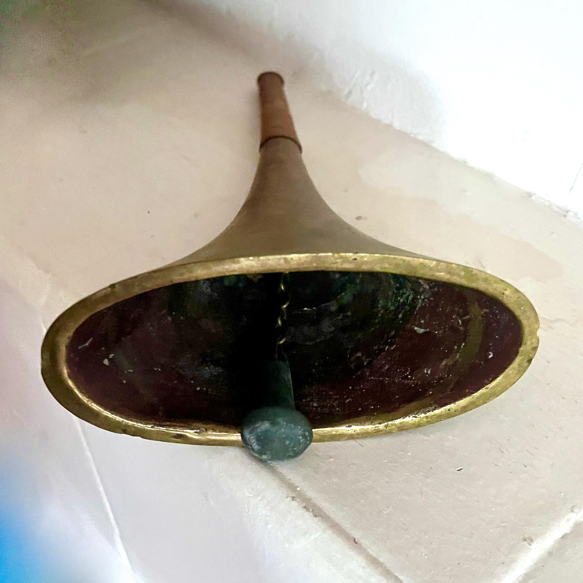 Brass and Rattan Bell, attributed to Carl Aubock, Mid-Century, Austria For Sale 3