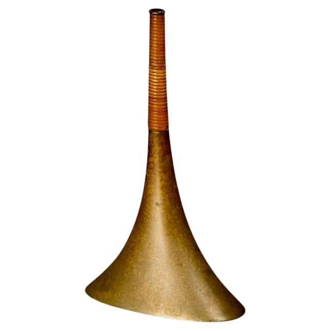 Brass and Rattan Bell, attributed to Carl Aubock, Mid-Century, Austria For Sale