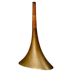 Brass and Rattan Bell, attributed to Carl Aubock, Mid-Century, Austria