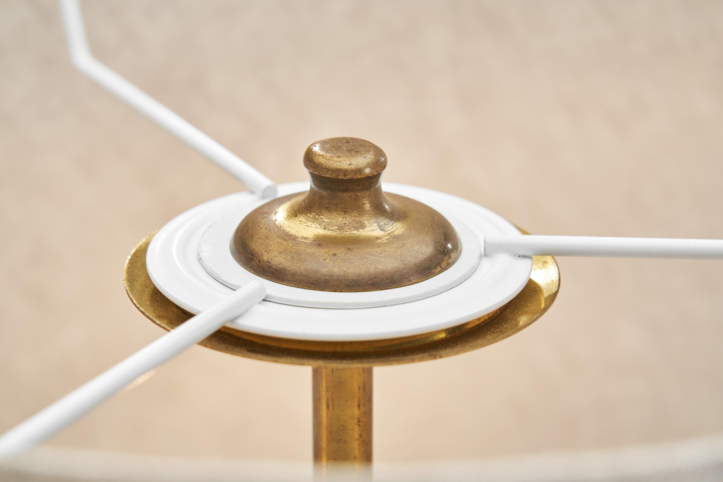 Brass and Rattan Floor Lamp with Spiral Decoration by Itsu, Finland 1950s 5