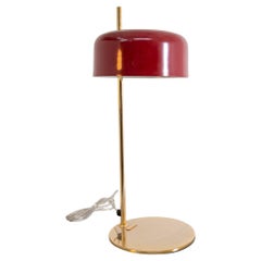Brass and Red Aluminum Table Lamp by Vintage Domus