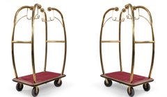 Brass and Red Carpet Hotel Luggage Carts