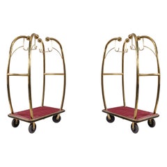 Brass and Red Carpet Hotel Luggage Carts