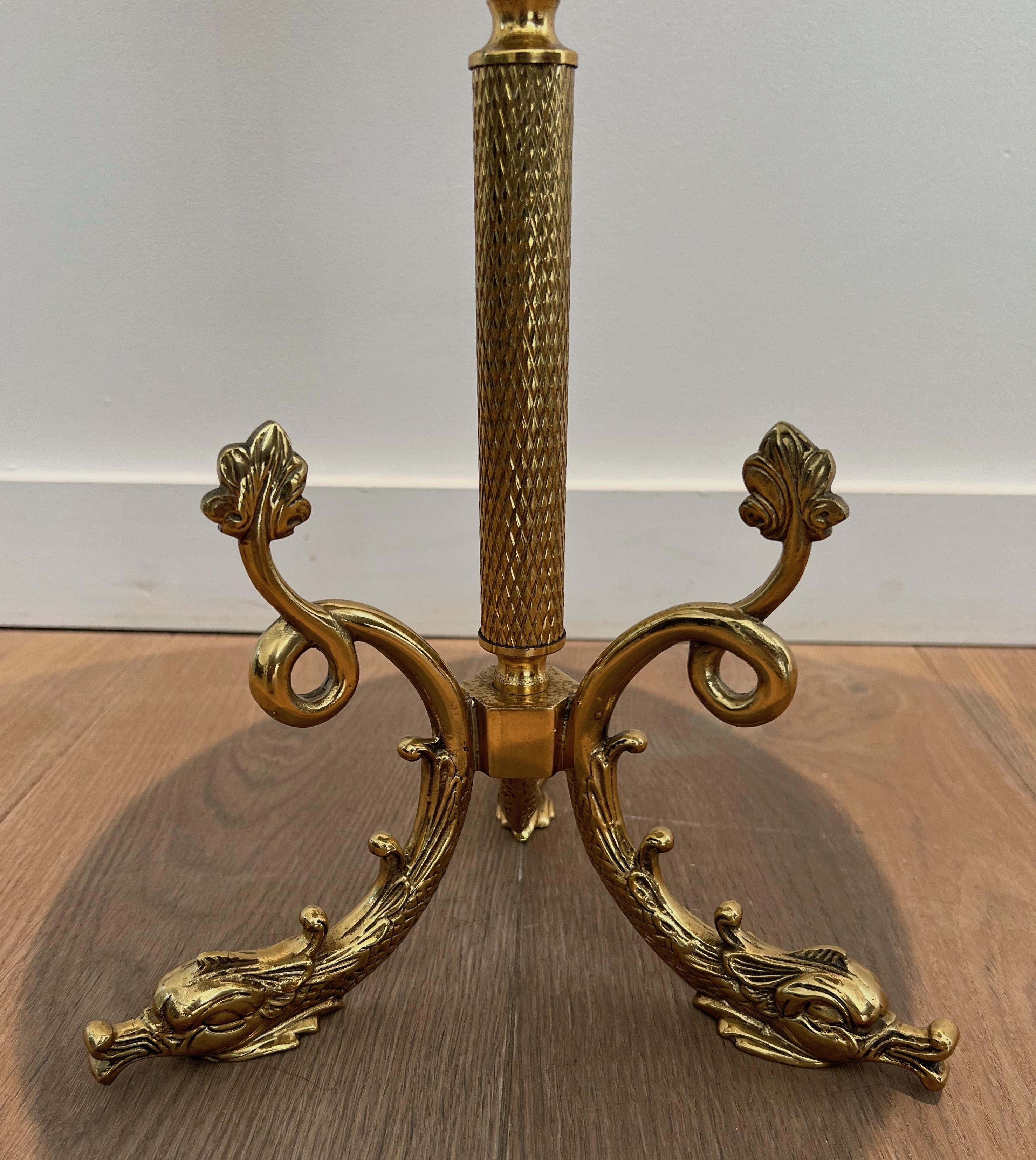 Brass and Red Celluloid Gueridon after Maison Jansen For Sale 6