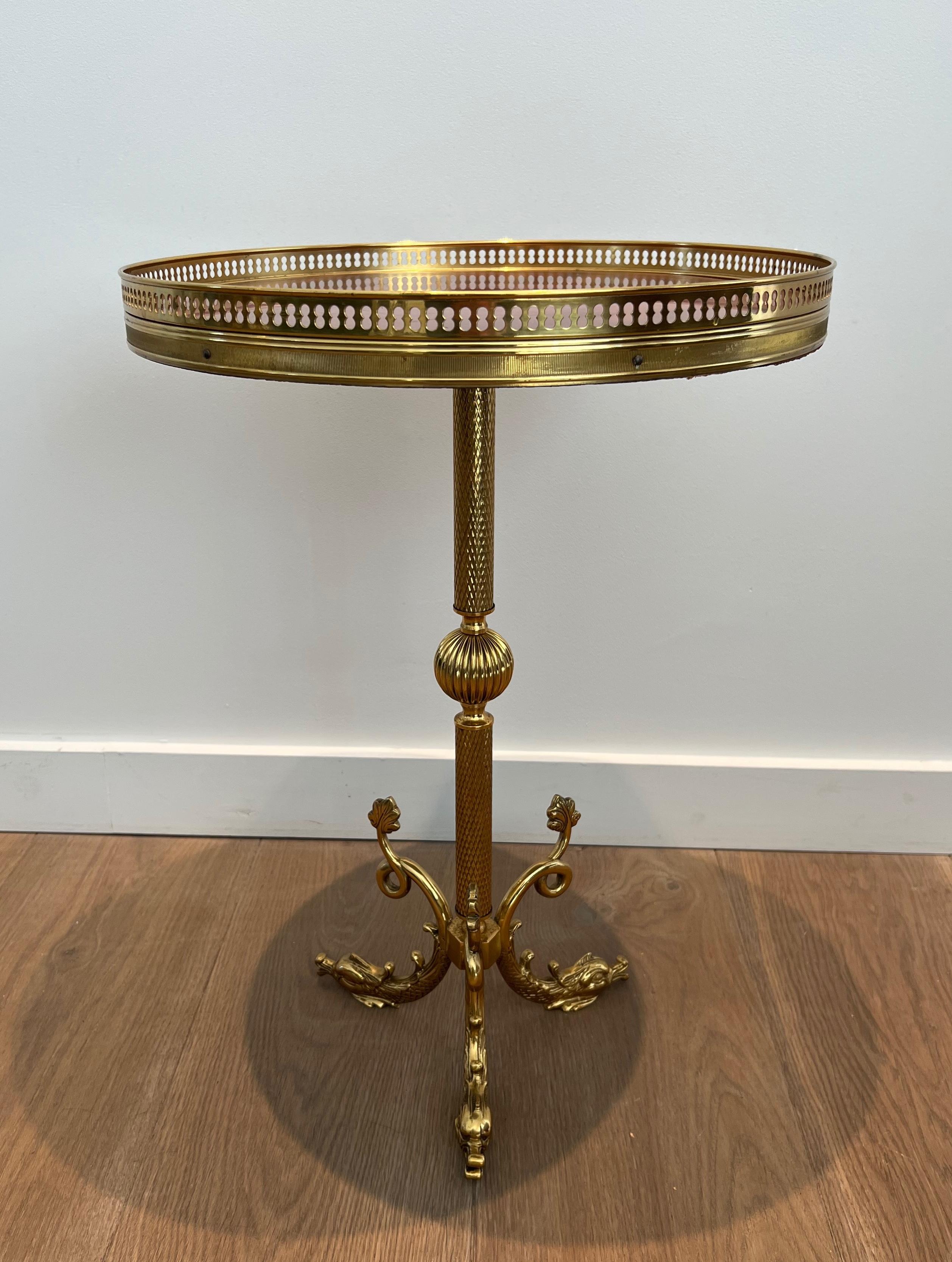 Brass and Red Celluloid Gueridon after Maison Jansen For Sale 8