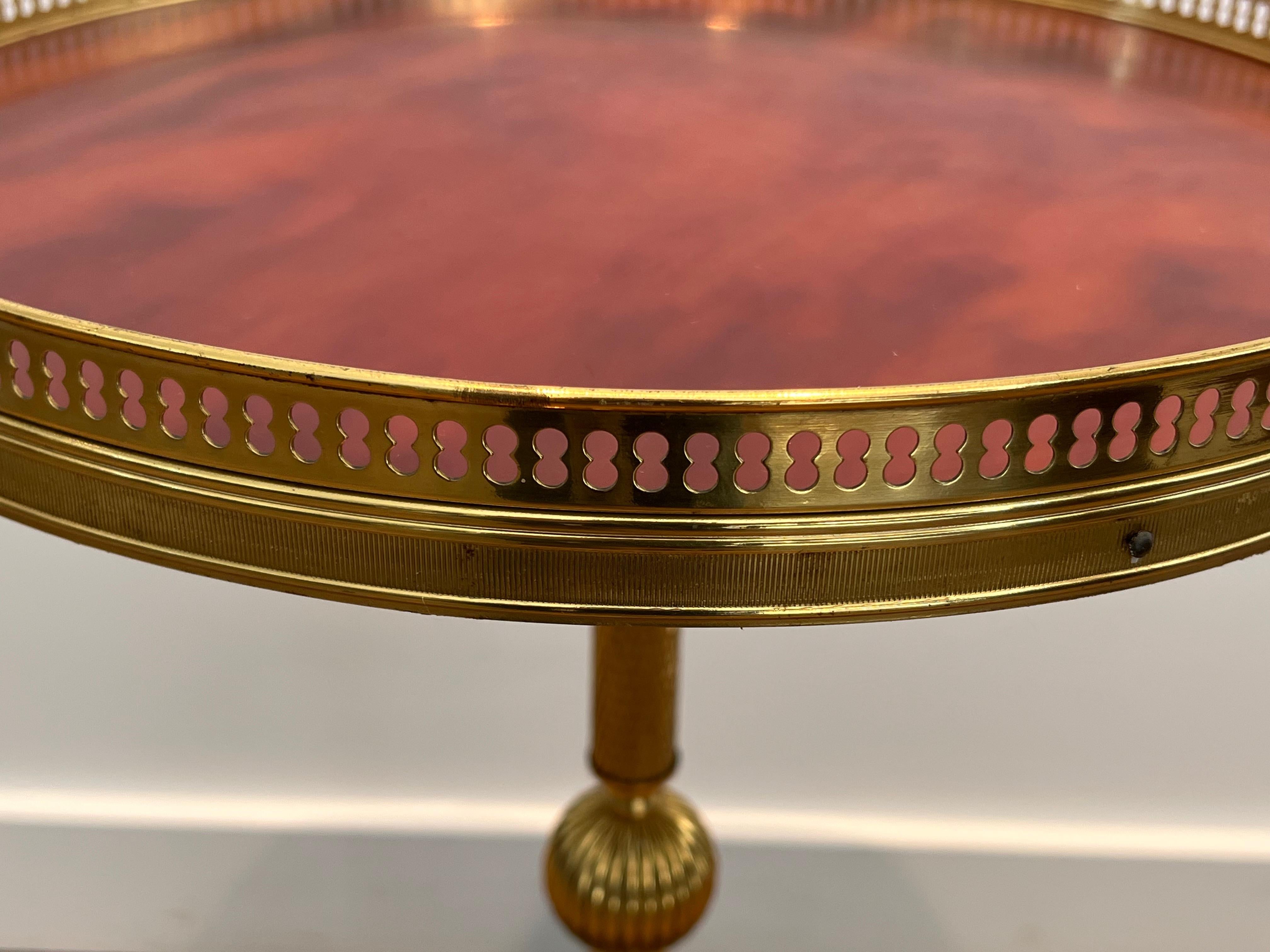 Brass and Red Celluloid Gueridon after Maison Jansen For Sale 10
