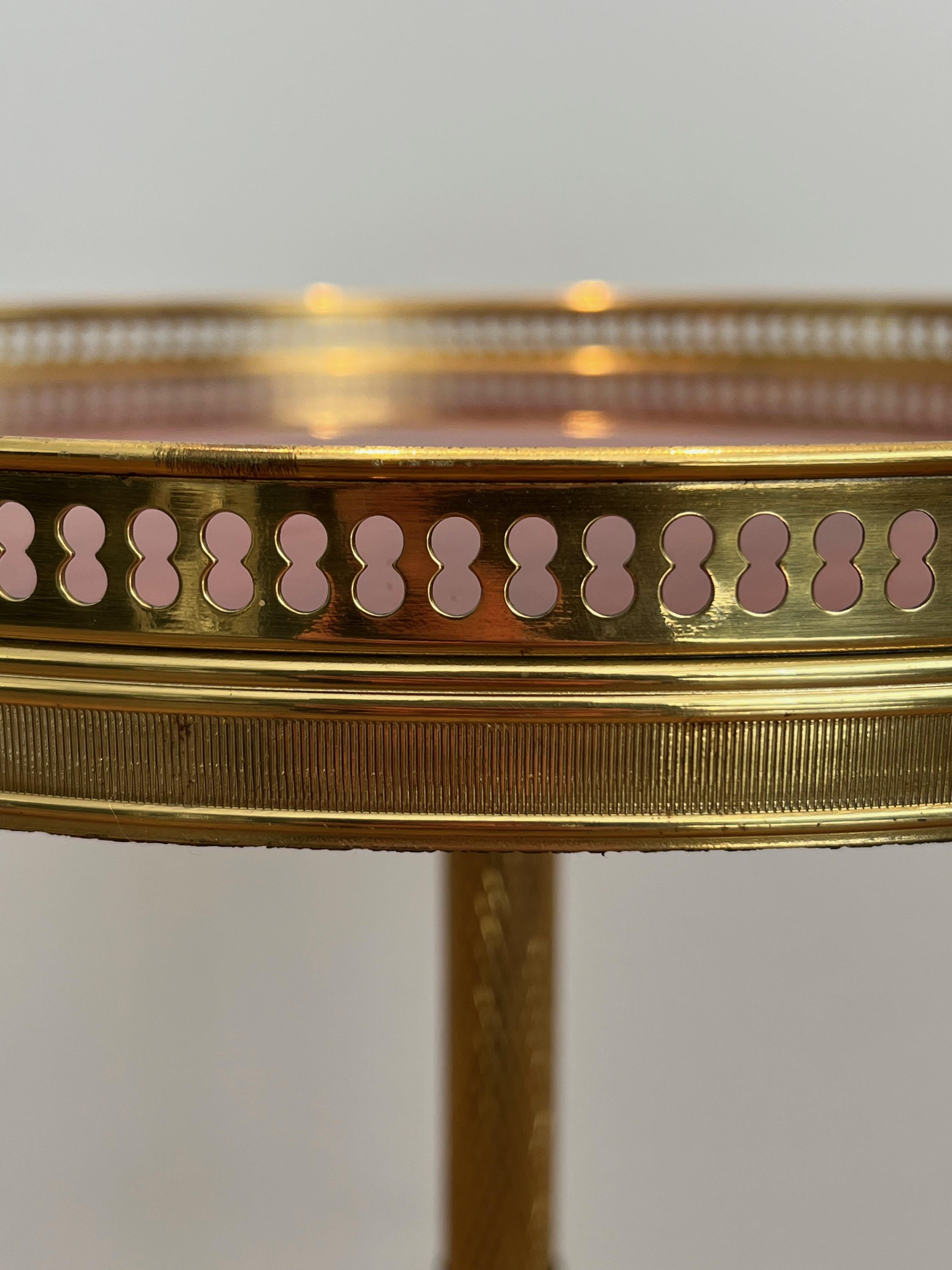 Brass and Red Celluloid Gueridon after Maison Jansen For Sale 11