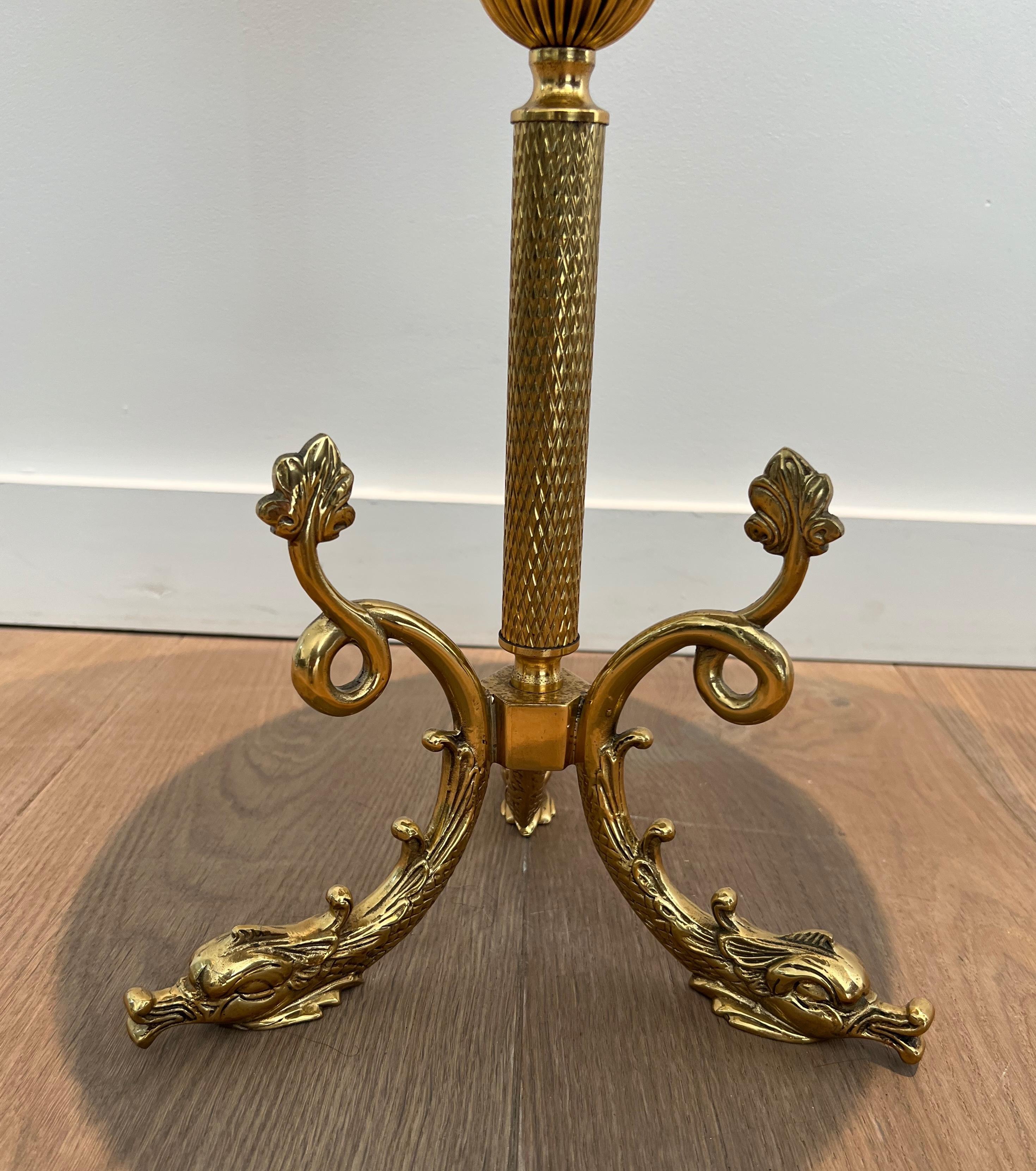 Brass and Red Celluloid Gueridon after Maison Jansen For Sale 13