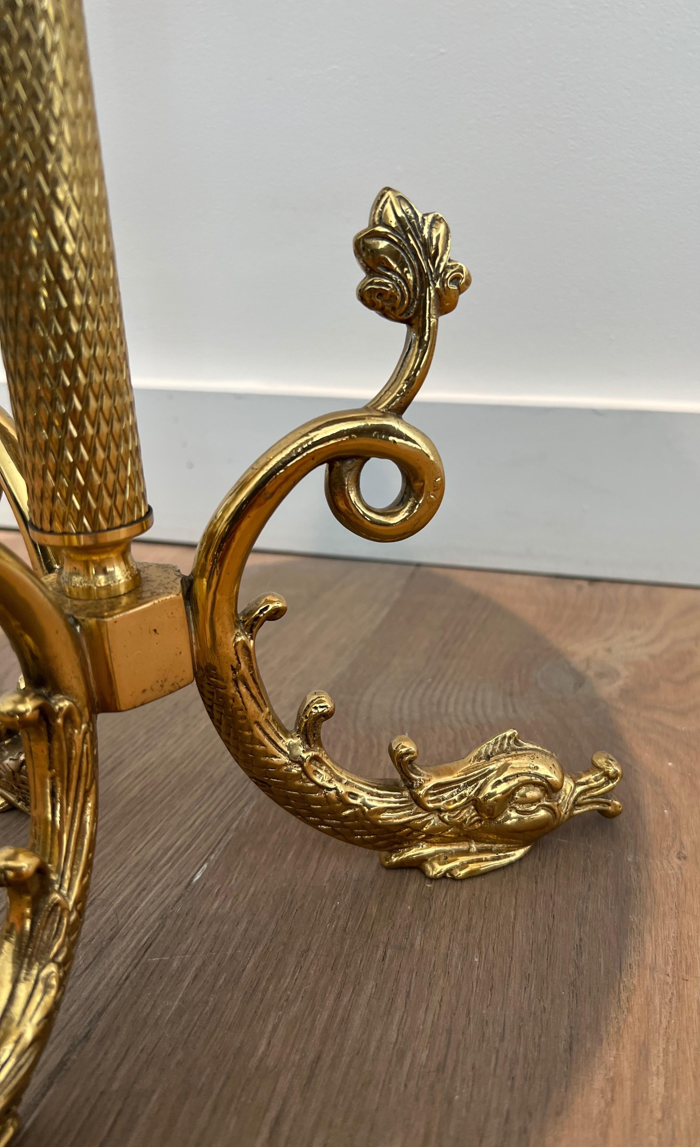 Brass and Red Celluloid Gueridon after Maison Jansen For Sale 14