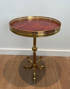 Guéridon en laiton et celluloïd rouge d'après Maison Jansen