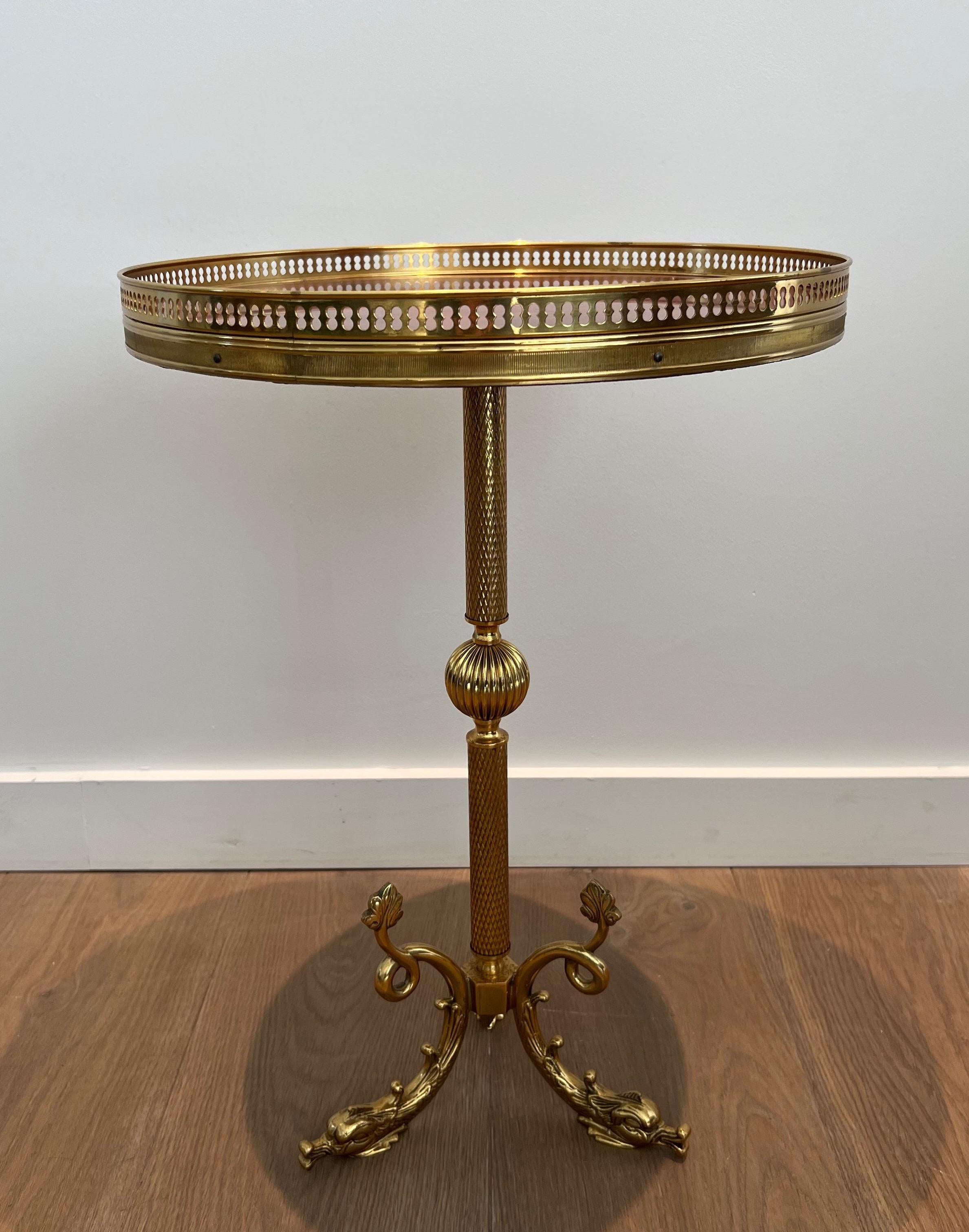 French Brass and Red Celluloid Gueridon after Maison Jansen For Sale