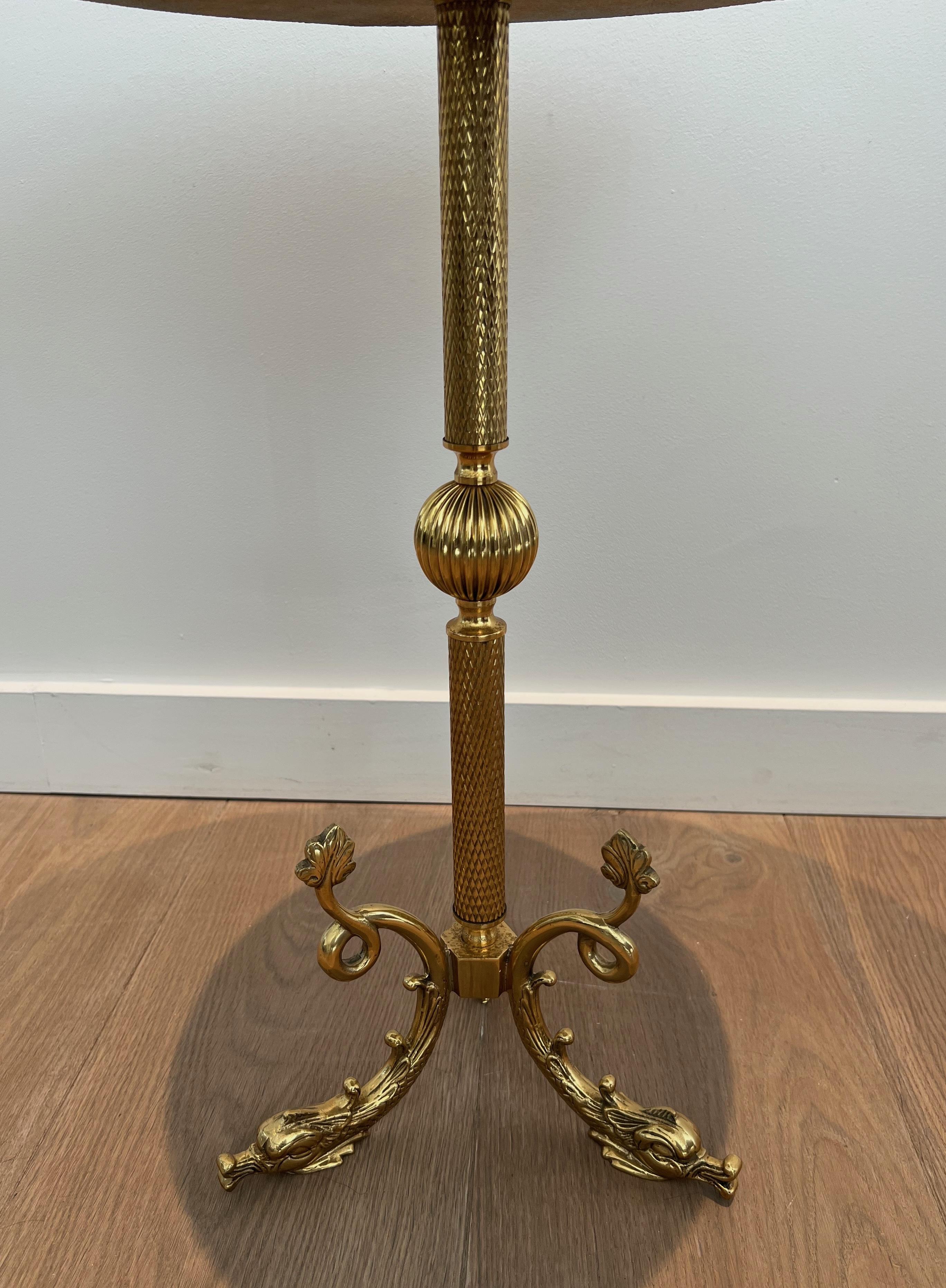 Brass and Red Celluloid Gueridon after Maison Jansen For Sale 4