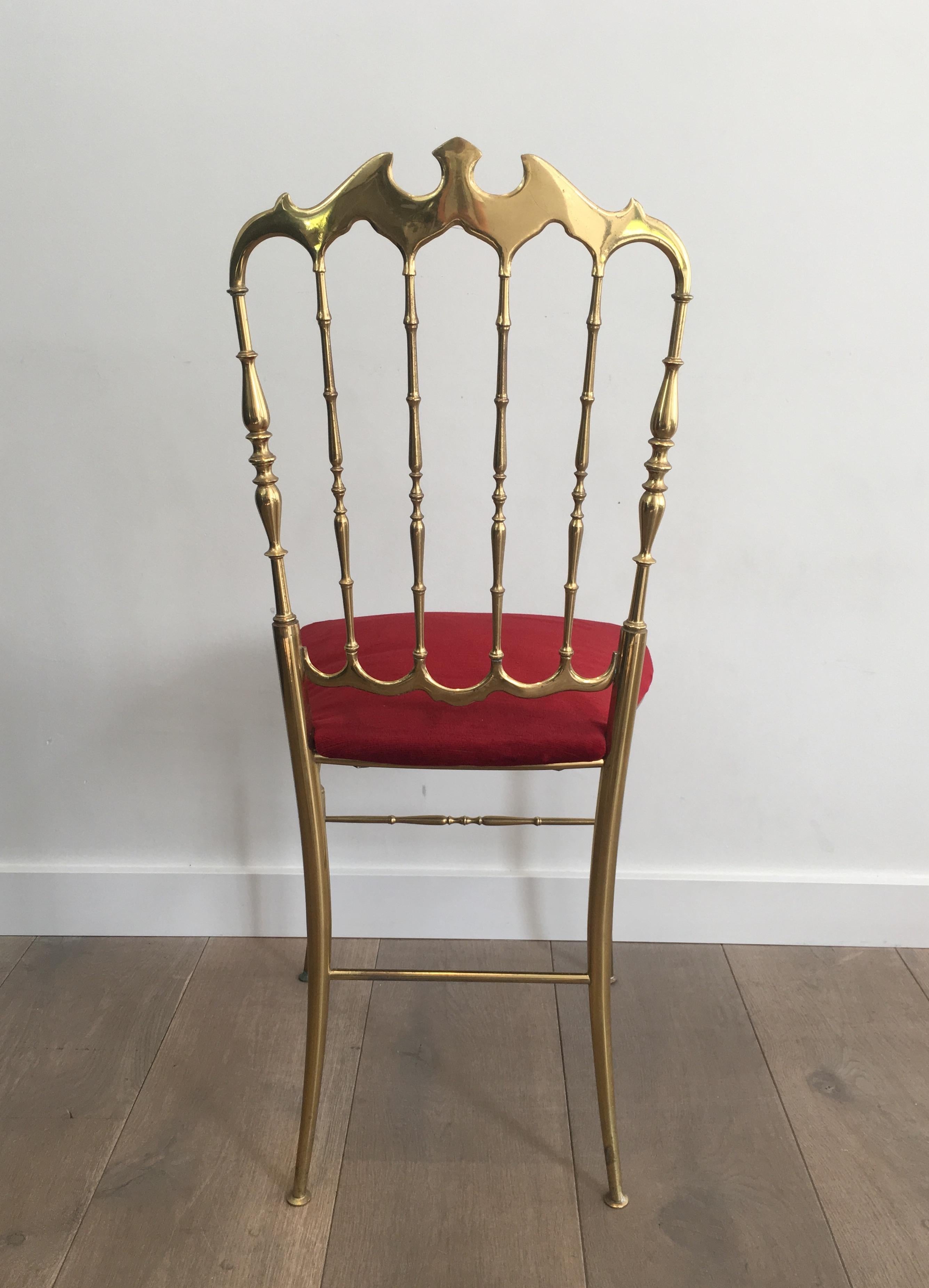 Brass and Red Velvet Chiavari Chair, circa 1940 For Sale 5
