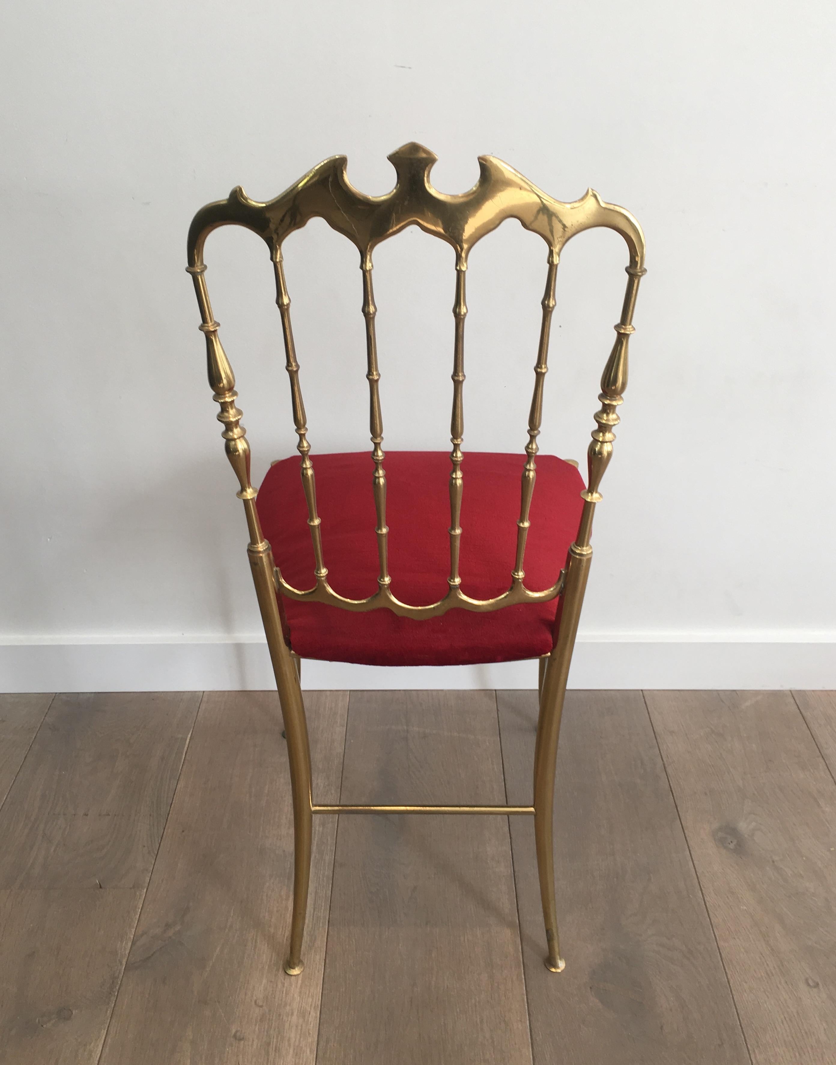 Brass and Red Velvet Chiavari Chair, circa 1940 For Sale 6