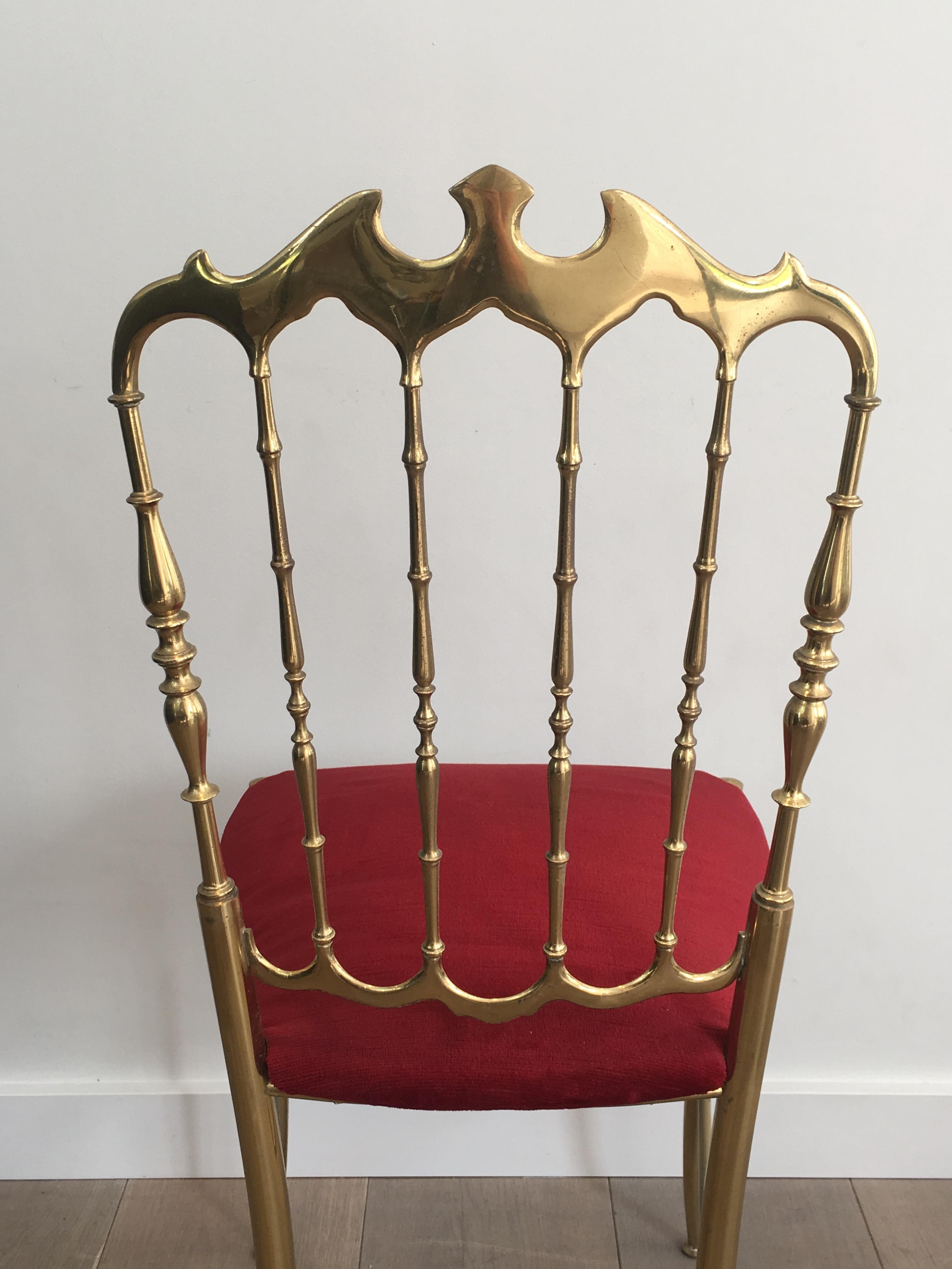 Brass and Red Velvet Chiavari Chair, circa 1940 For Sale 7