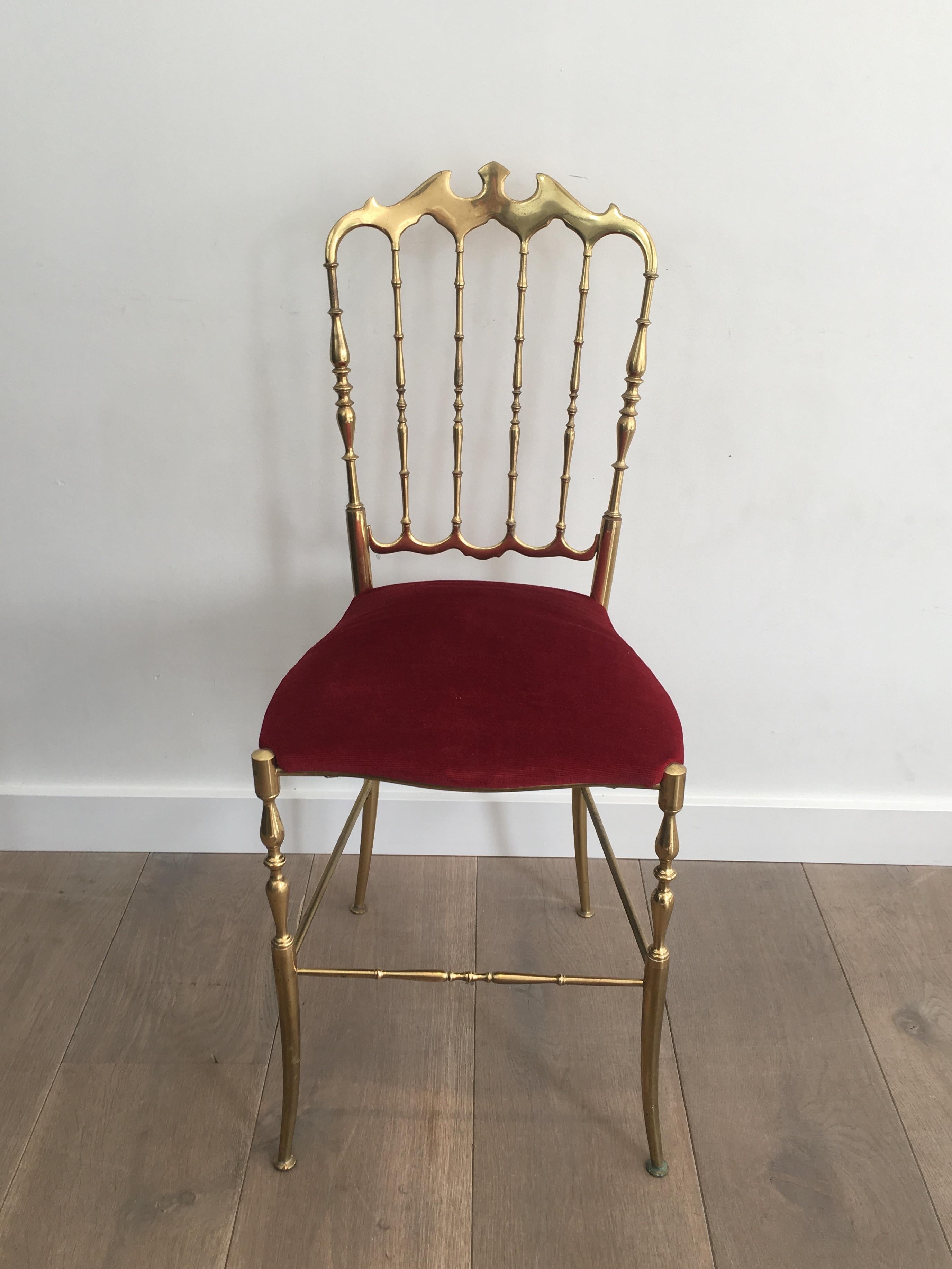 Brass and Red Velvet Chiavari Chair, circa 1940 For Sale 10