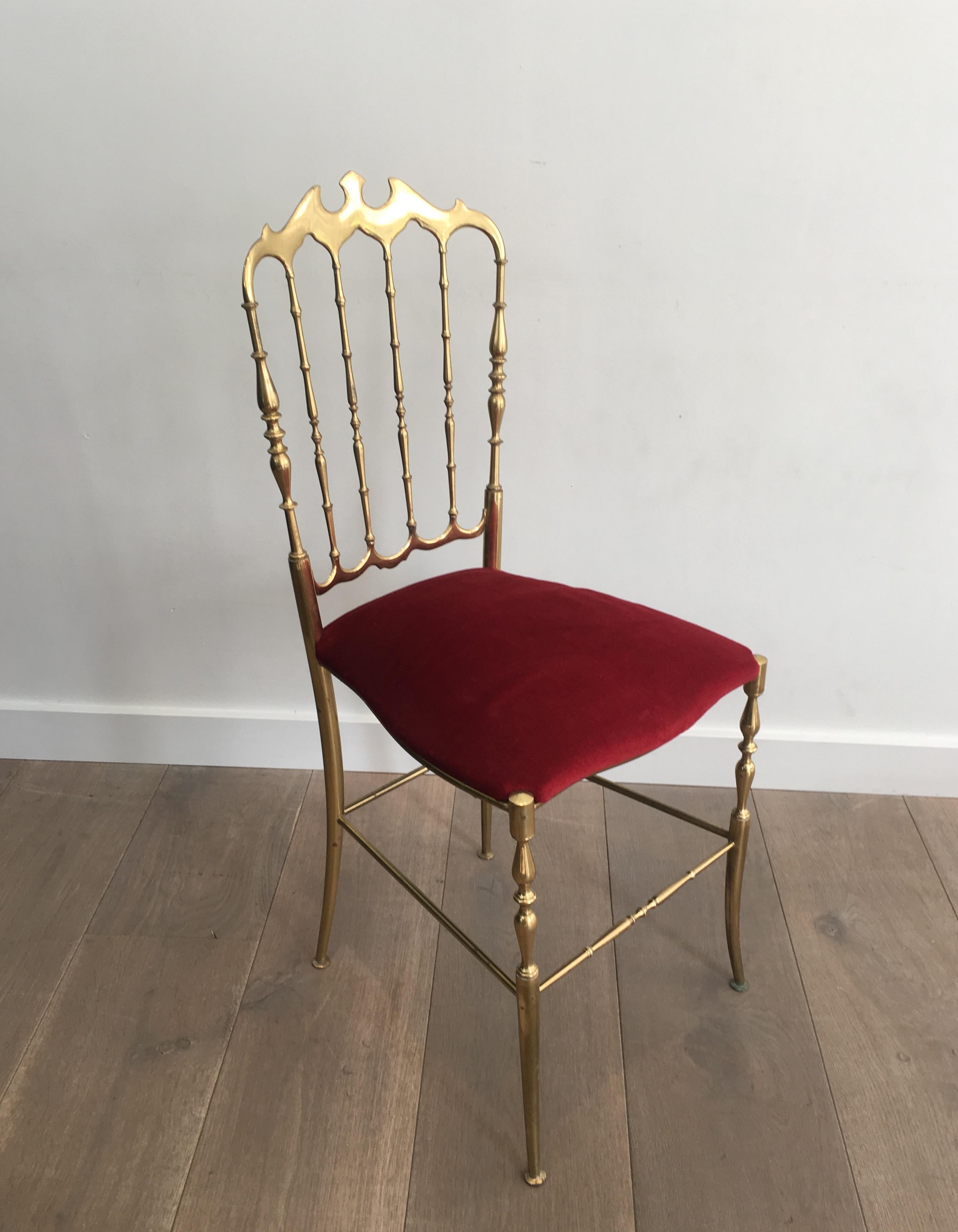 Brass and Red Velvet Chiavari Chair, circa 1940 For Sale 11