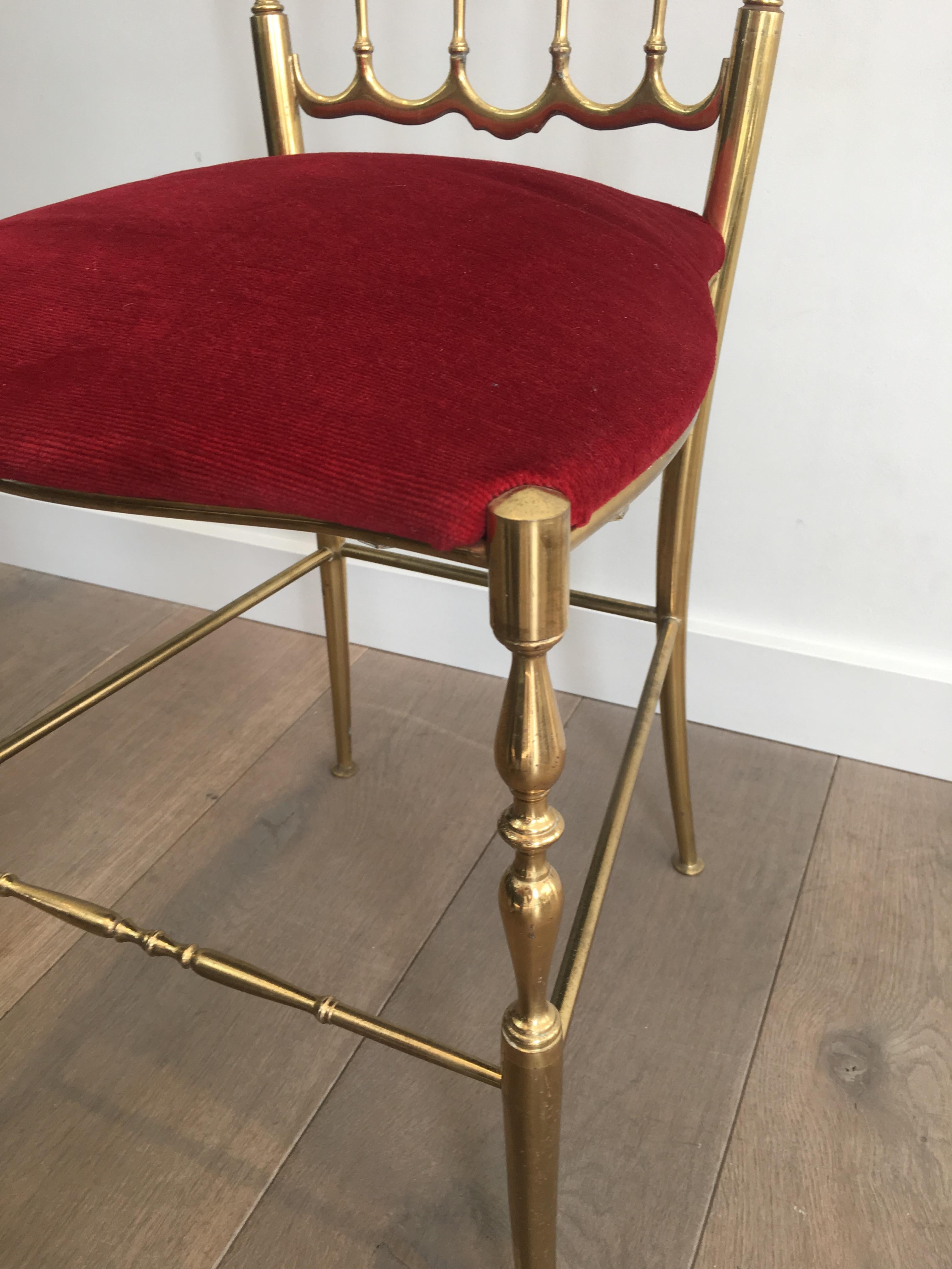 Brass and Red Velvet Chiavari Chair, circa 1940 For Sale 3