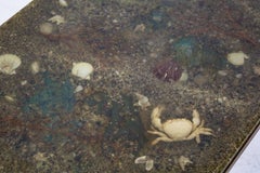 Brass and Resin Vintage Coffee Table with Marine Fossils