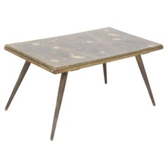 Brass and Resin Vintage Coffee Table with Marine Fossils