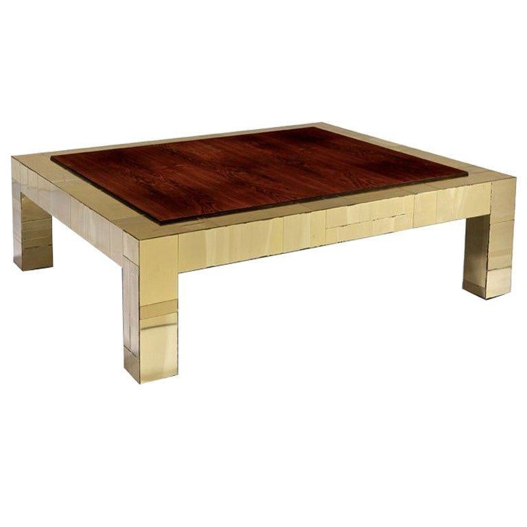 Brass and rosewood cityscape coffee table Paul Evans