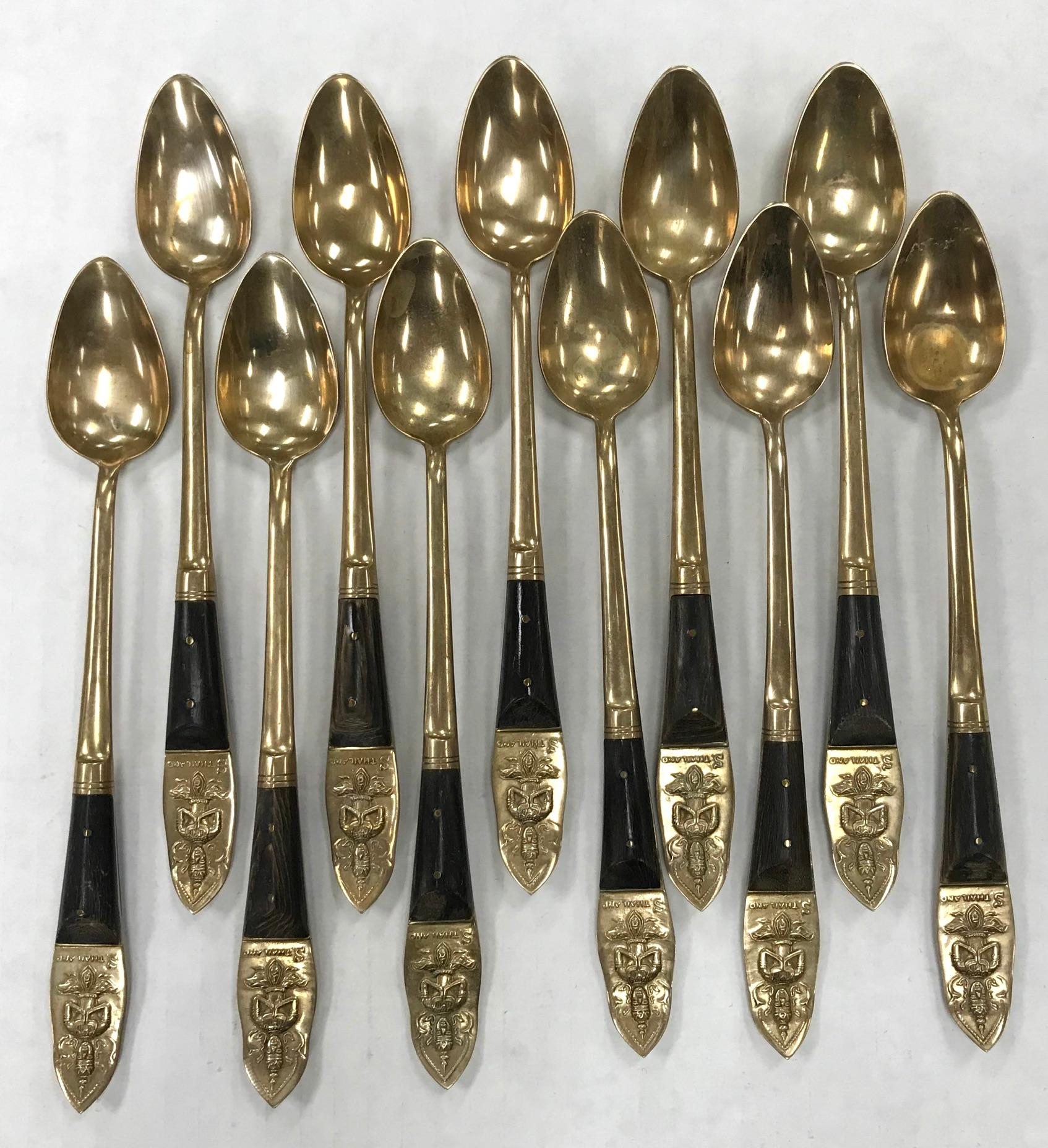 Brass and Rosewood Thailand Large Flatware Set 2