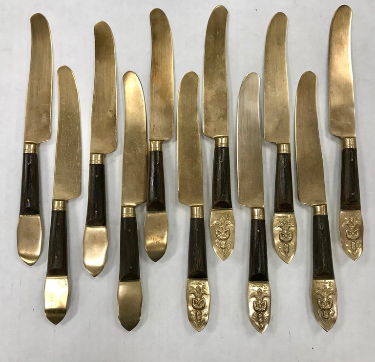Brass and Rosewood Thailand Large Flatware Set at 1stDibs