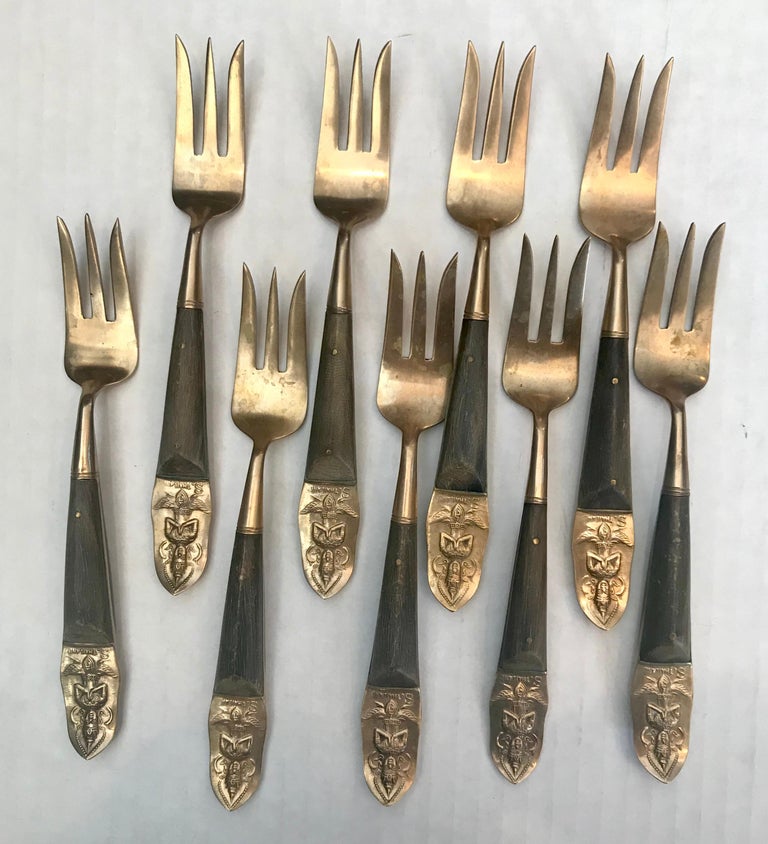 Brass and Rosewood Thailand Large Flatware Set at 1stDibs