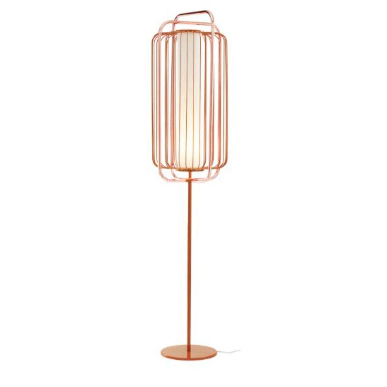 Contemporary Brass and Salmon Jules Floor Lamp by Dooq For Sale