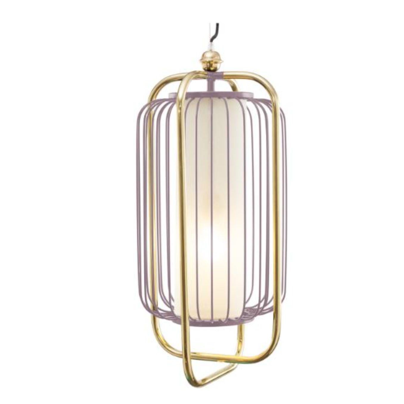 Brass and Salmon Jules II Suspension Lamp by Dooq In New Condition For Sale In Geneve, CH