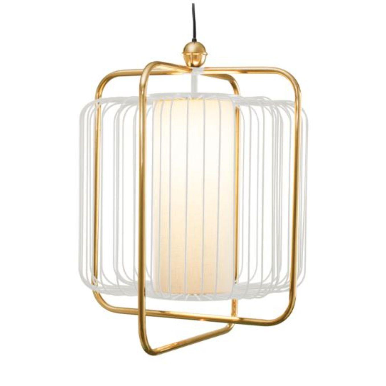 Contemporary Brass and Salmon Jules Suspension Lamp by Dooq For Sale