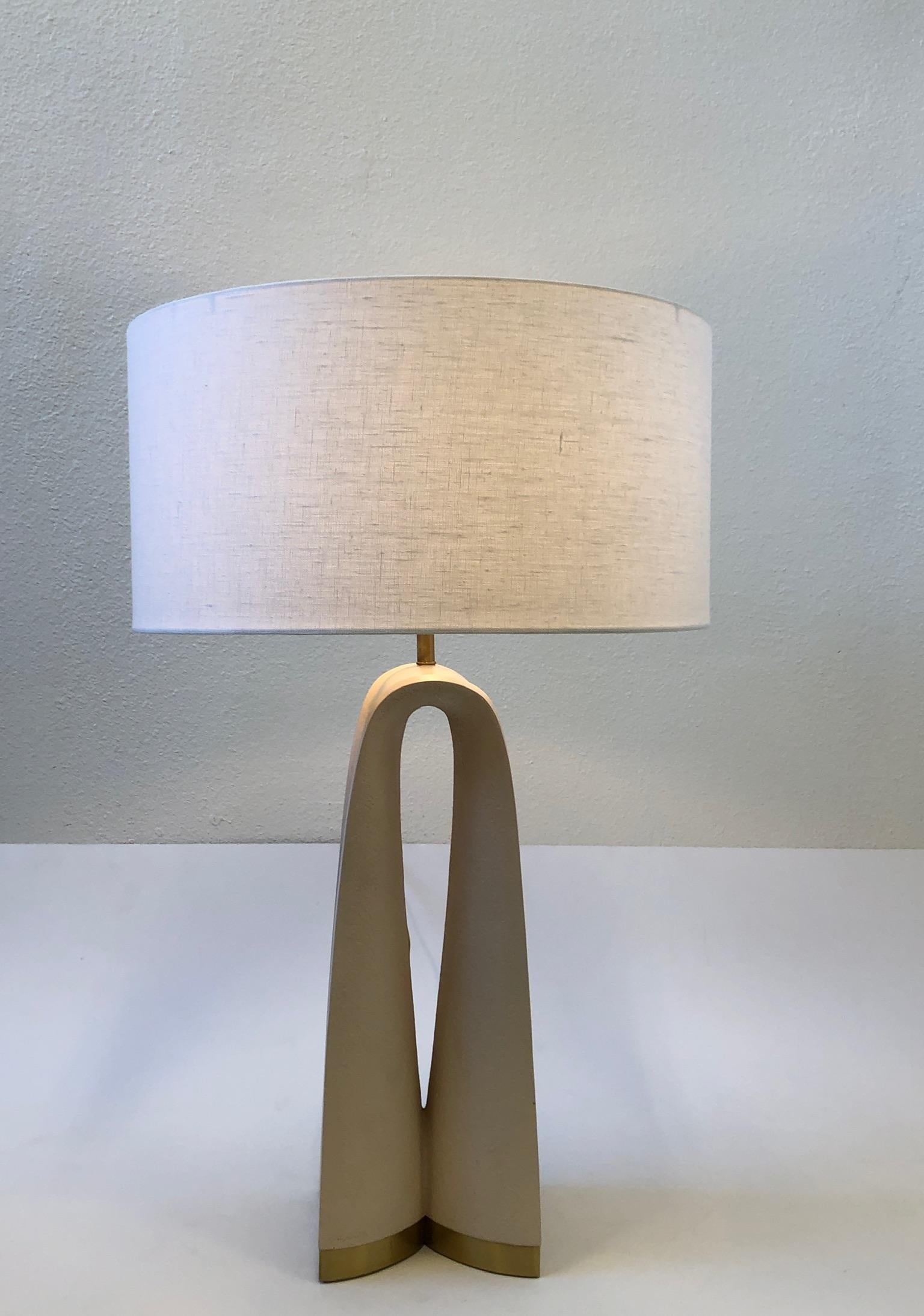Brass and Sculpted Plaster Table Lamp by Boyd Lighting 4