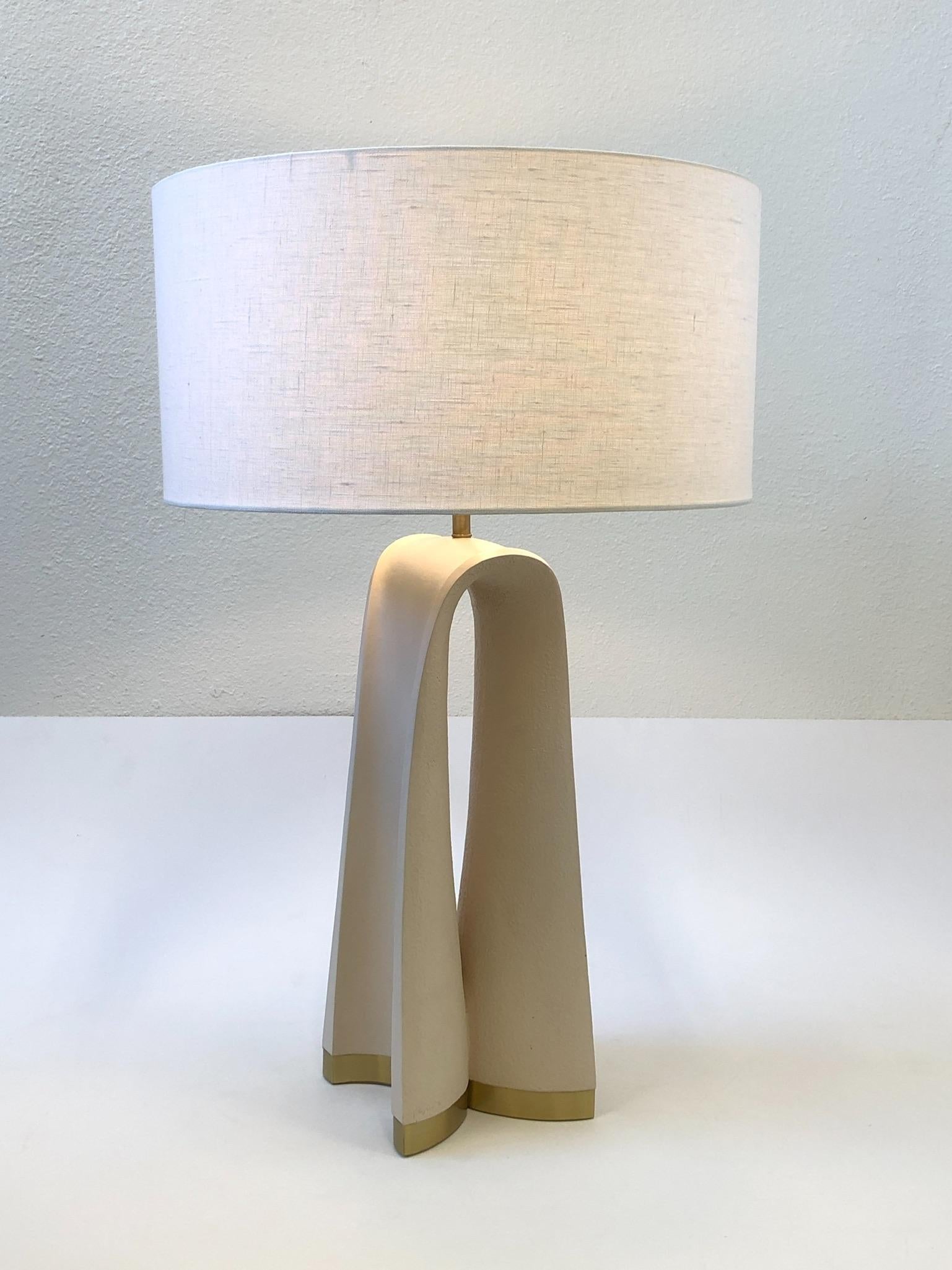 Brass and Sculpted Plaster Table Lamp by Boyd Lighting 5