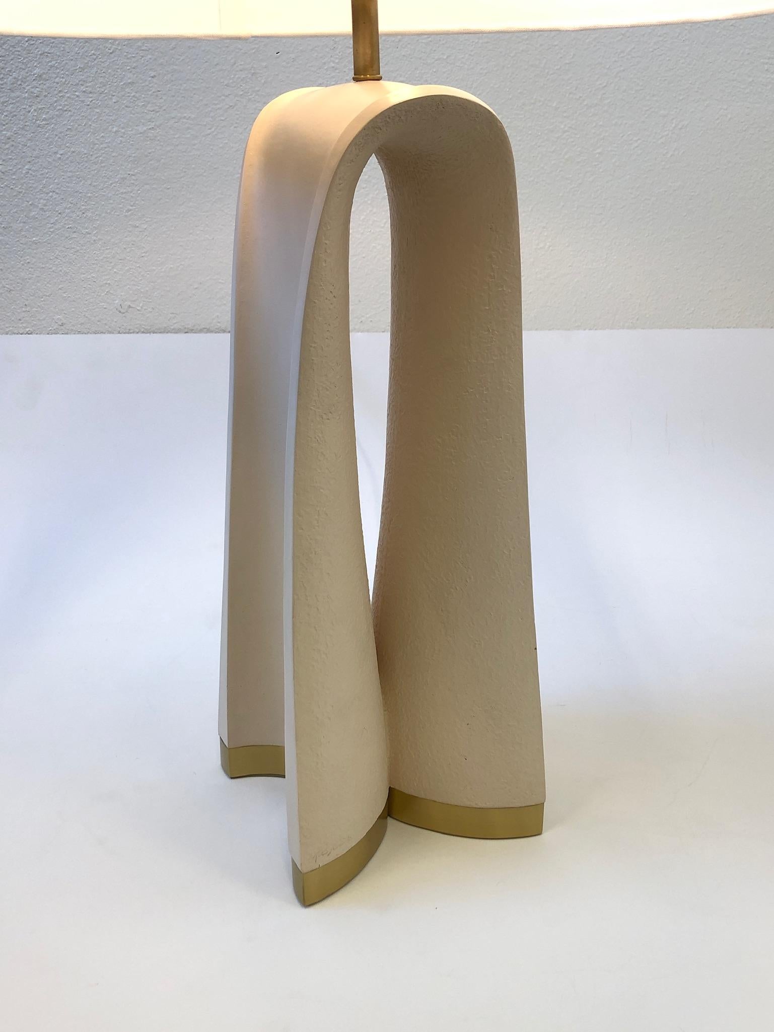 Modern Brass and Sculpted Plaster Table Lamp by Boyd Lighting